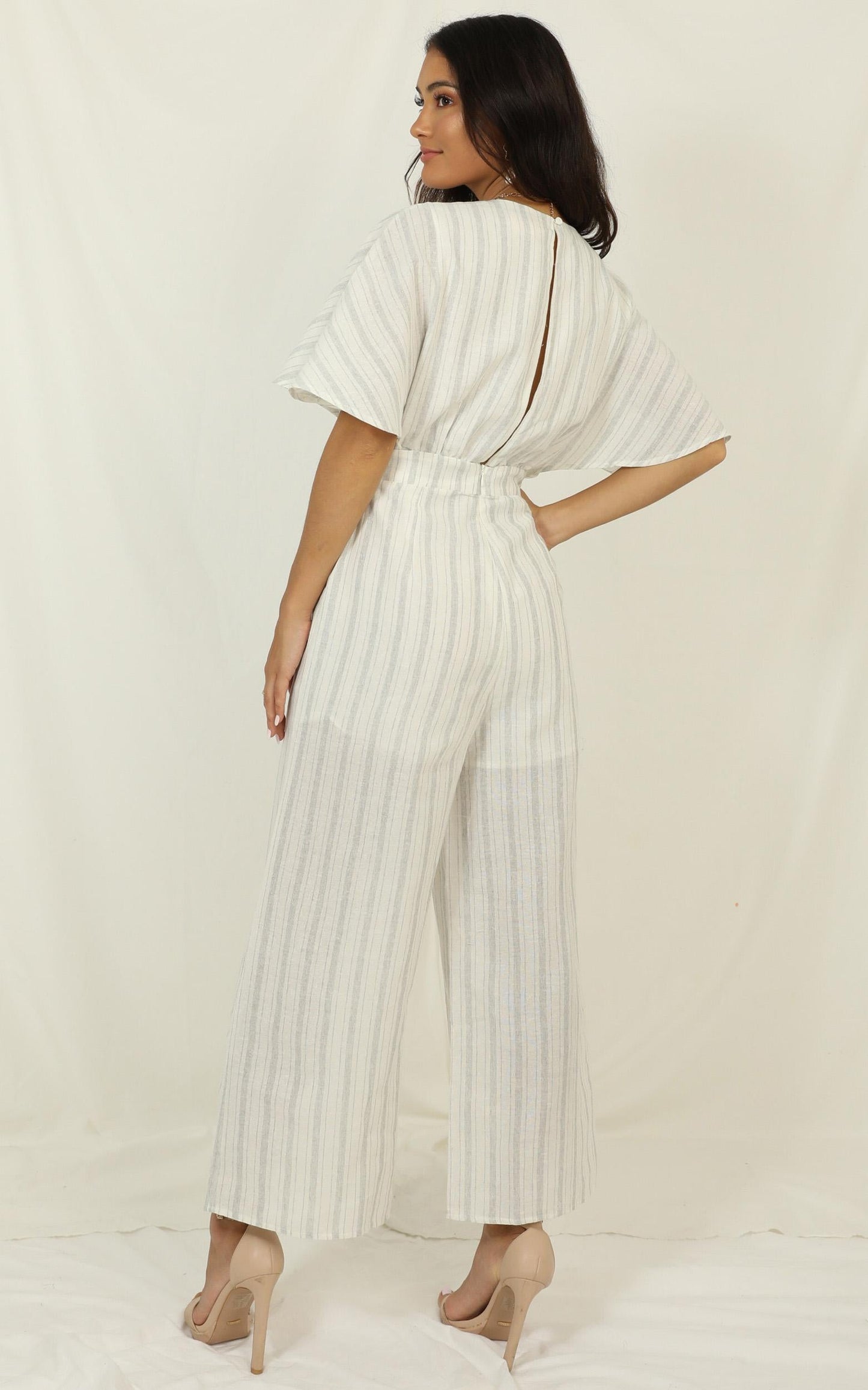 Dont Miss Out Jumpsuit In Light  Blue Stripe