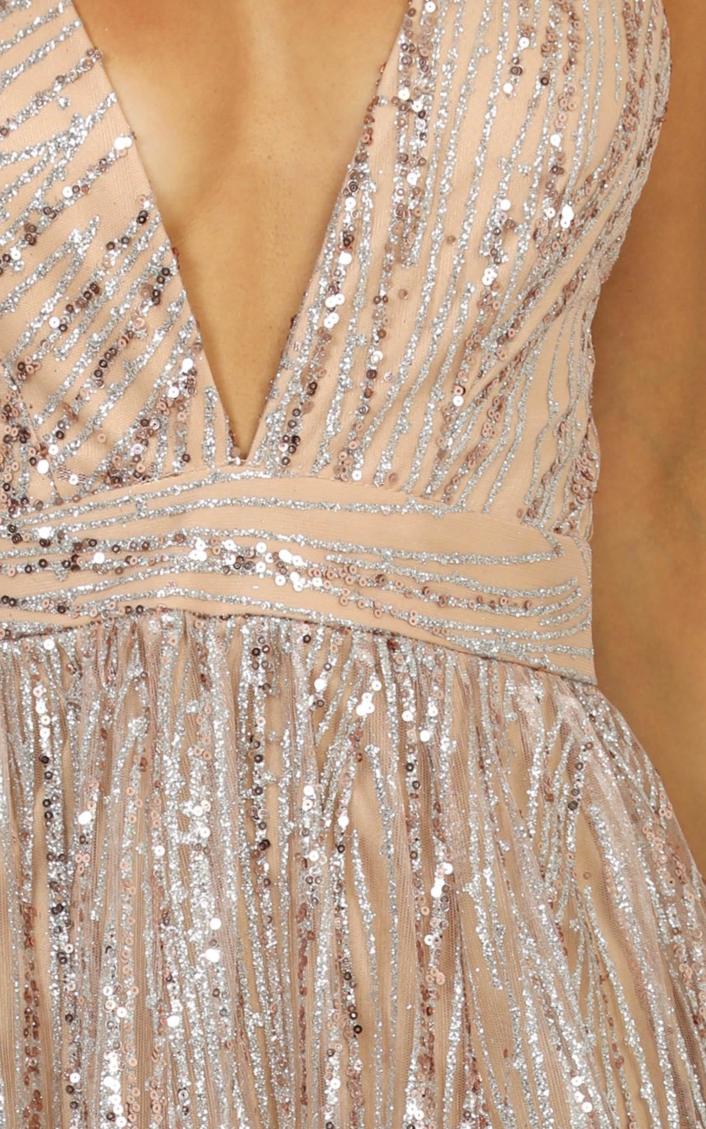Beautiful Day Maxi Dress In Blush Sequin