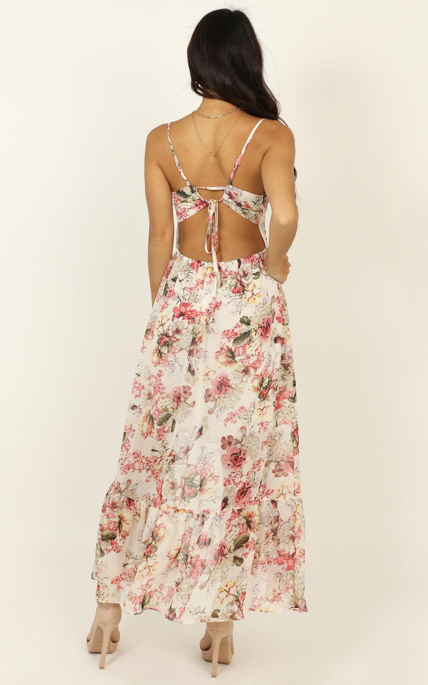 We Are Back Dress in White Floral