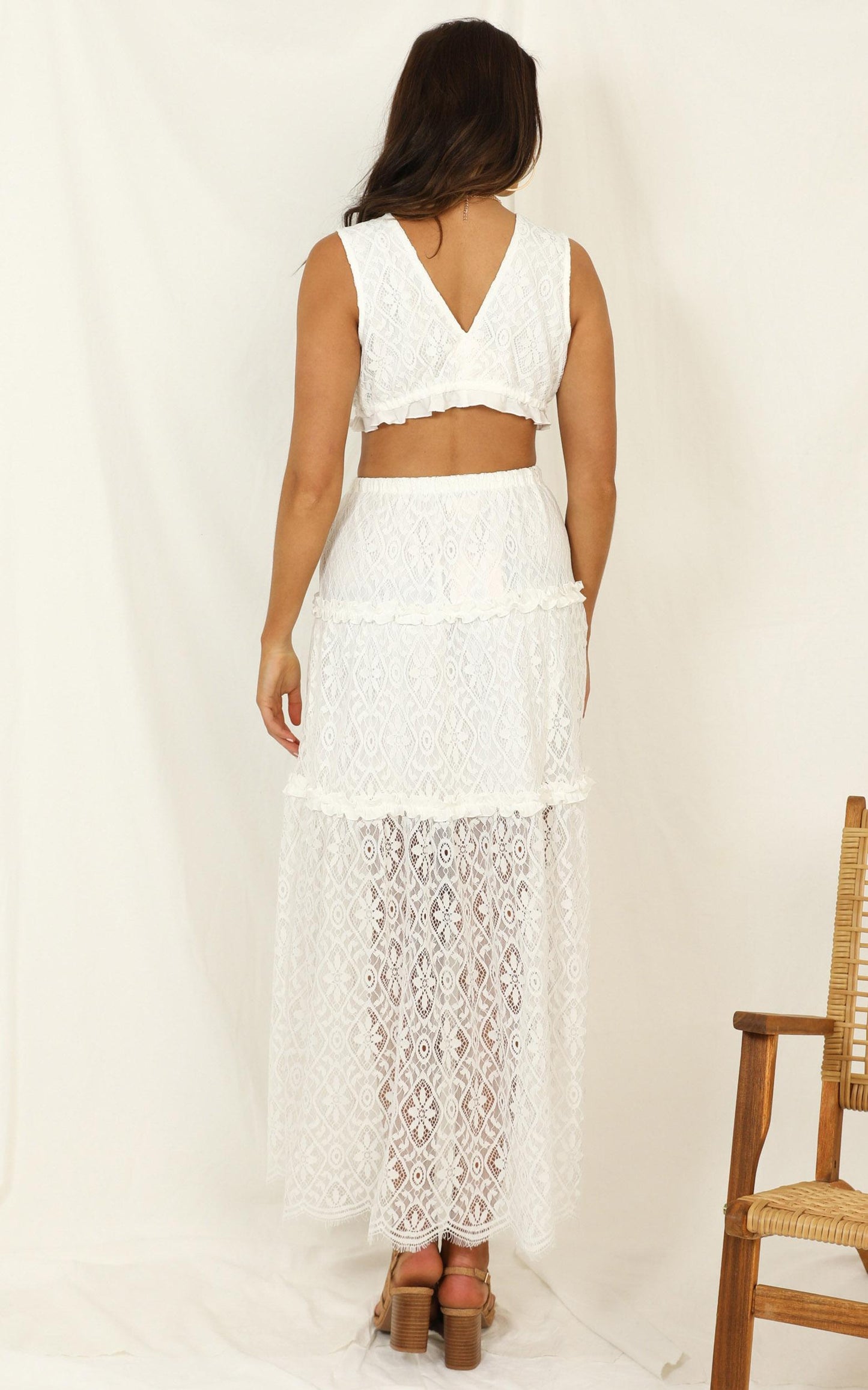 Showing Me Off Two Piece Set In  White Lace
