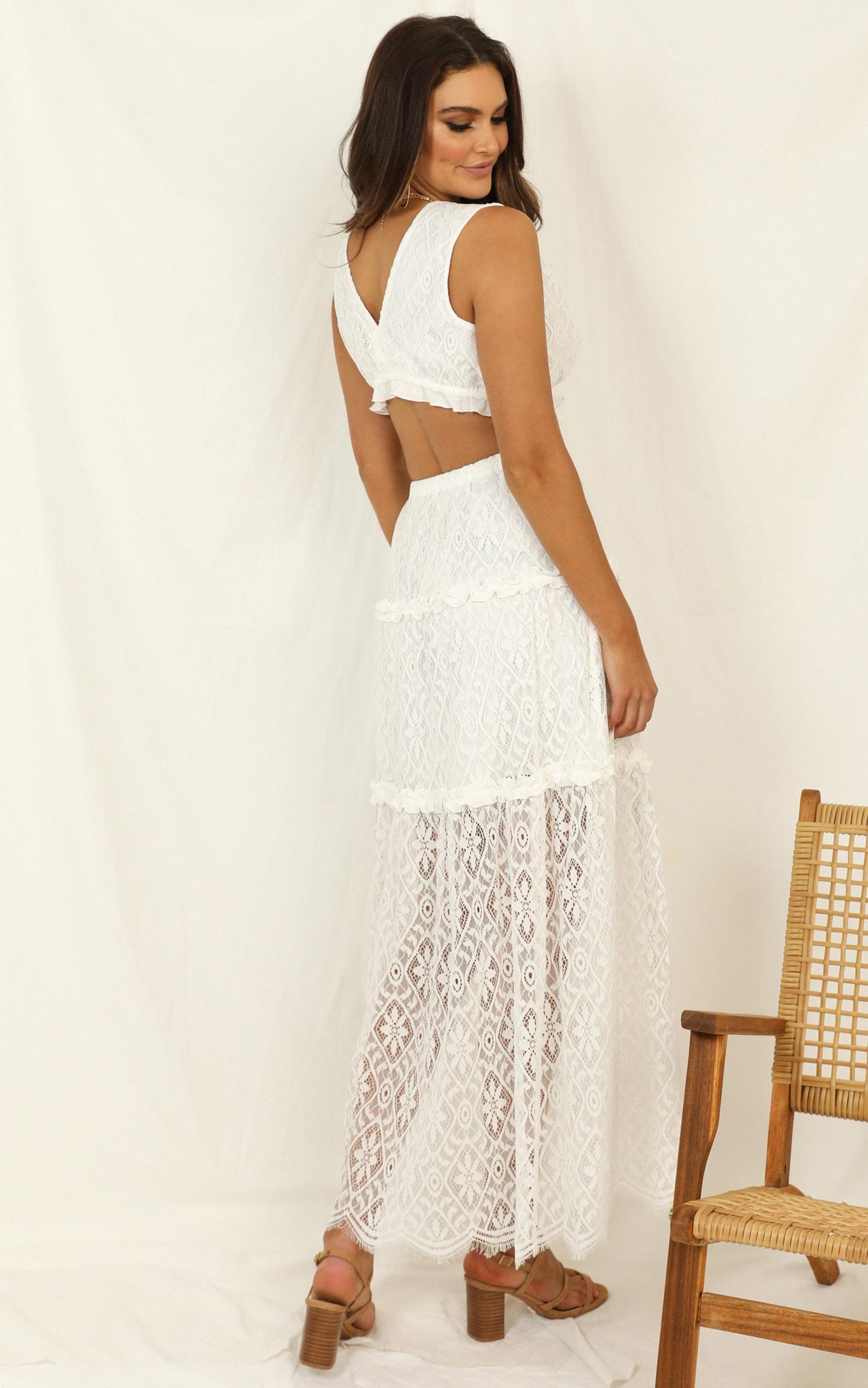 Showing Me Off Two Piece Set In  White Lace