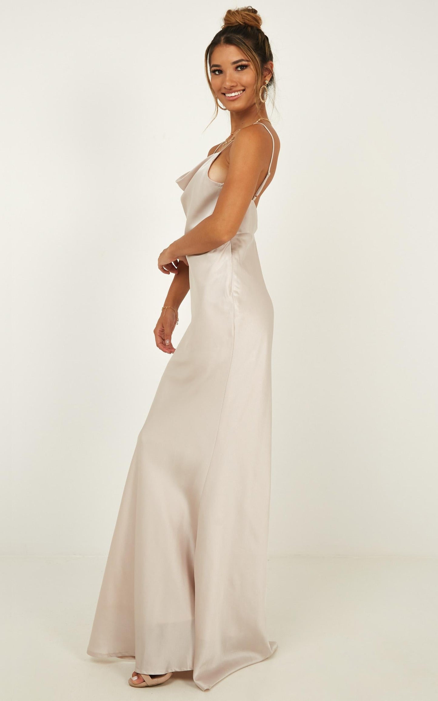 Run Deep Dress in champagne satin