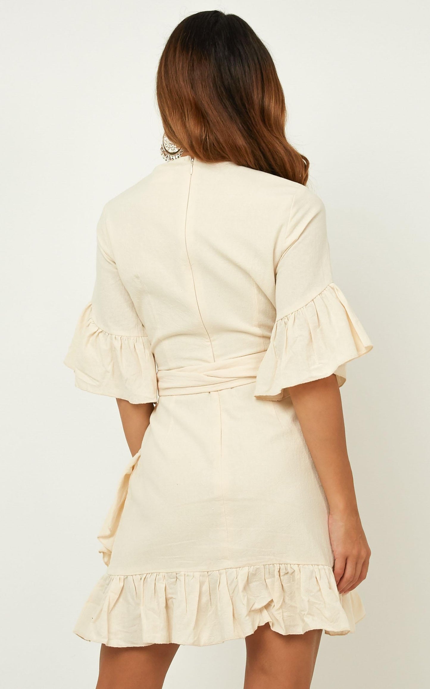 Free Mind Dress In Beige Linen Look