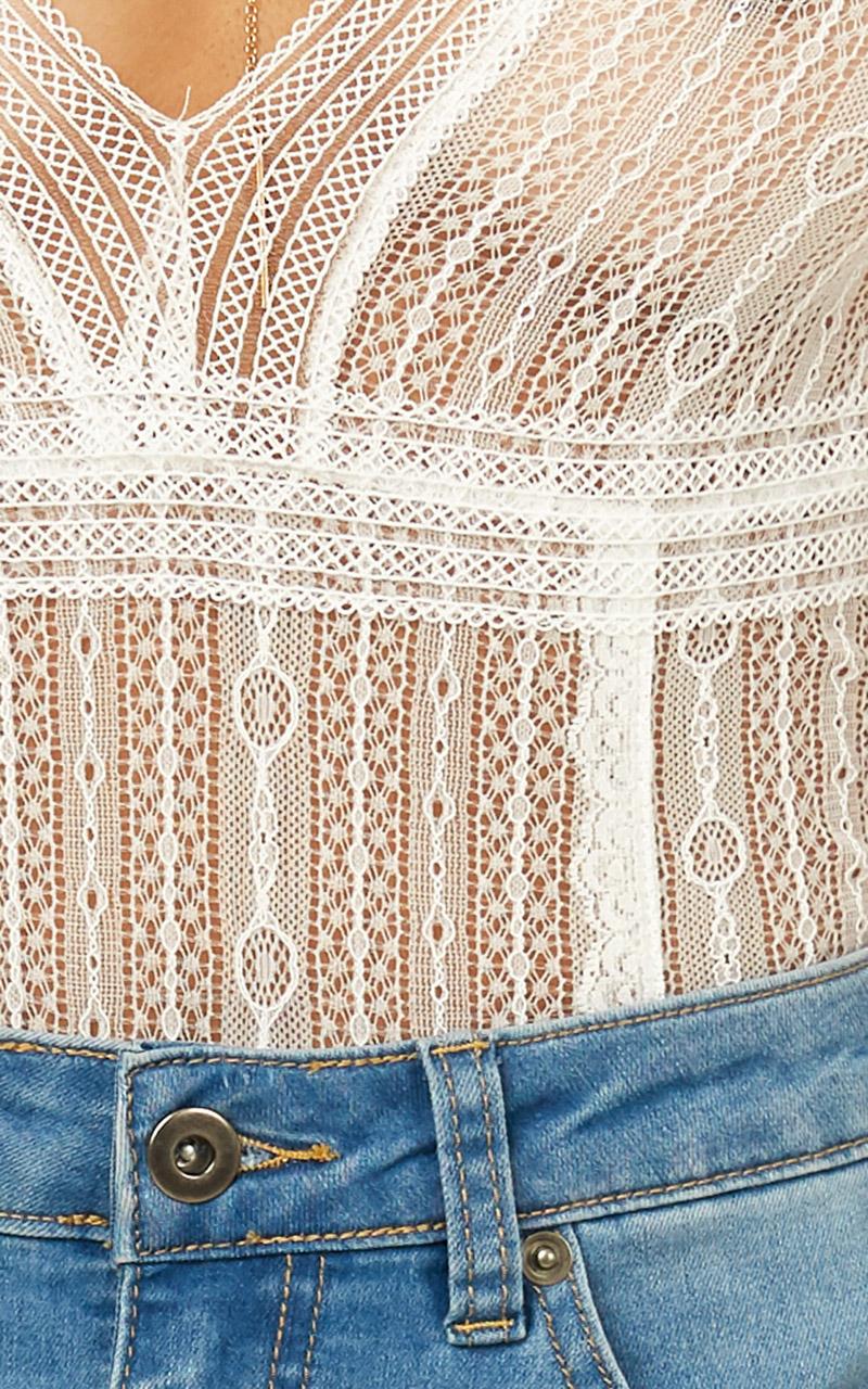 Straight To My Heart Bodysuit In White Lace