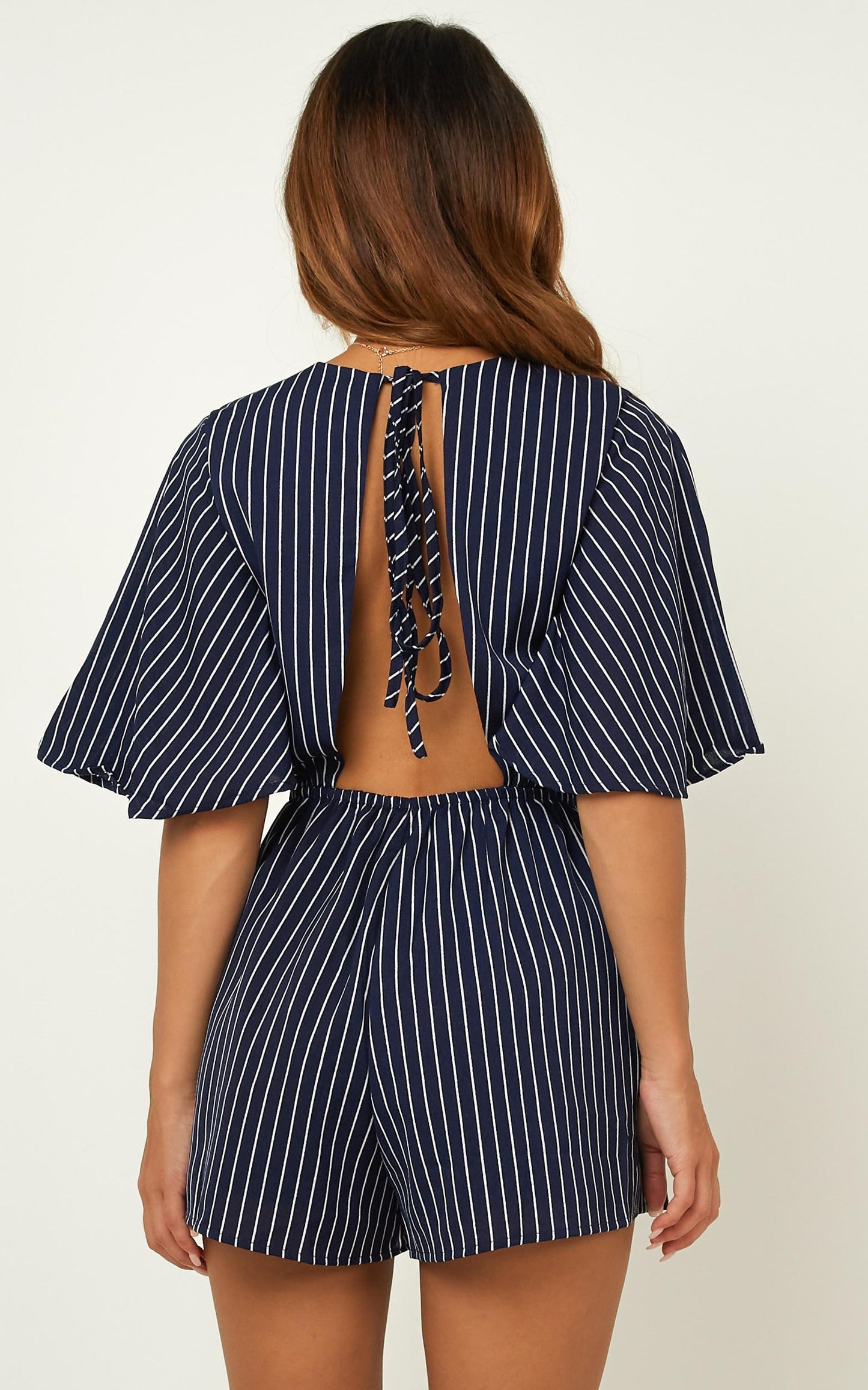 Garden Of Eden Playsuit In Navy Stripe