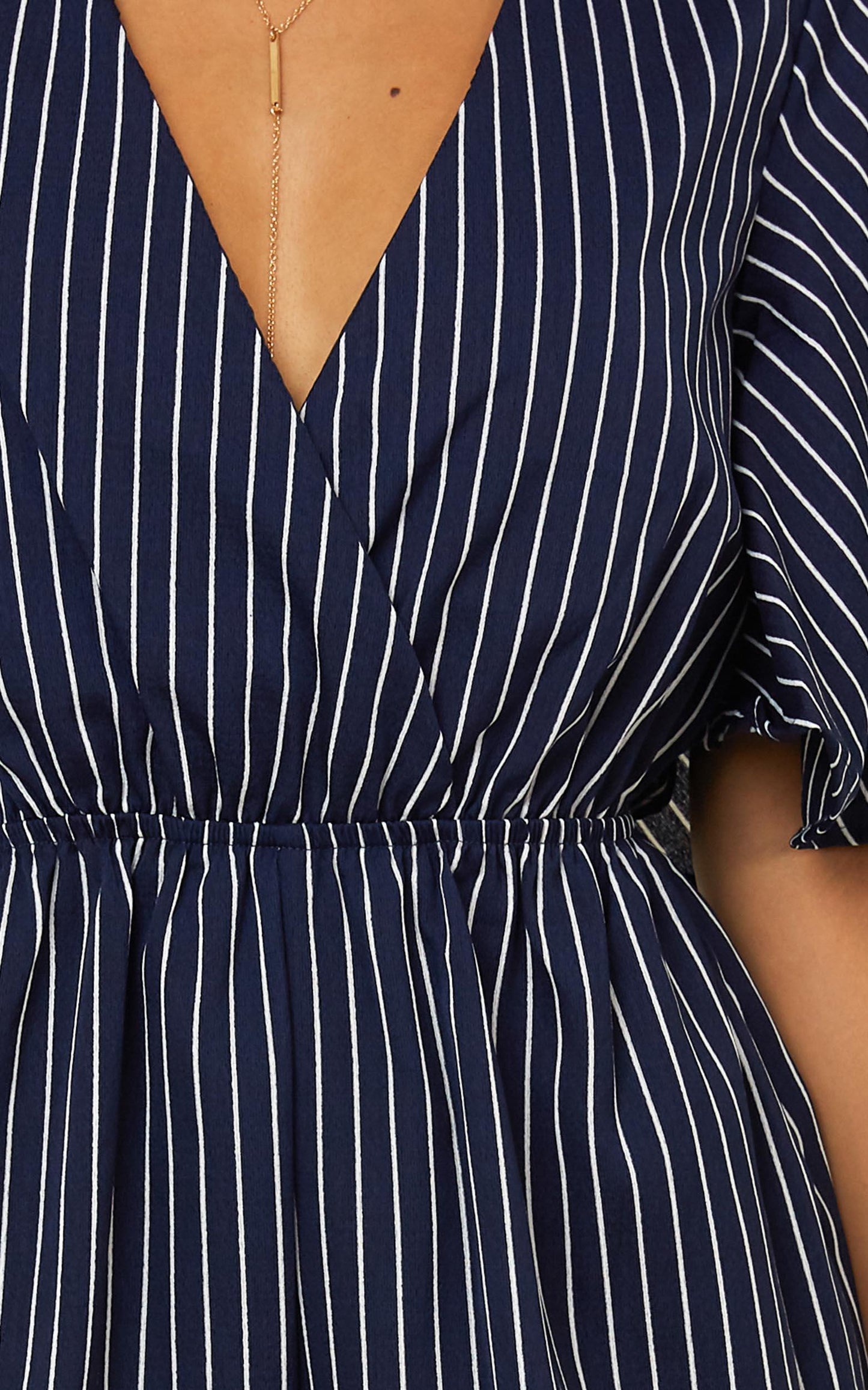 Garden Of Eden Playsuit In Navy Stripe