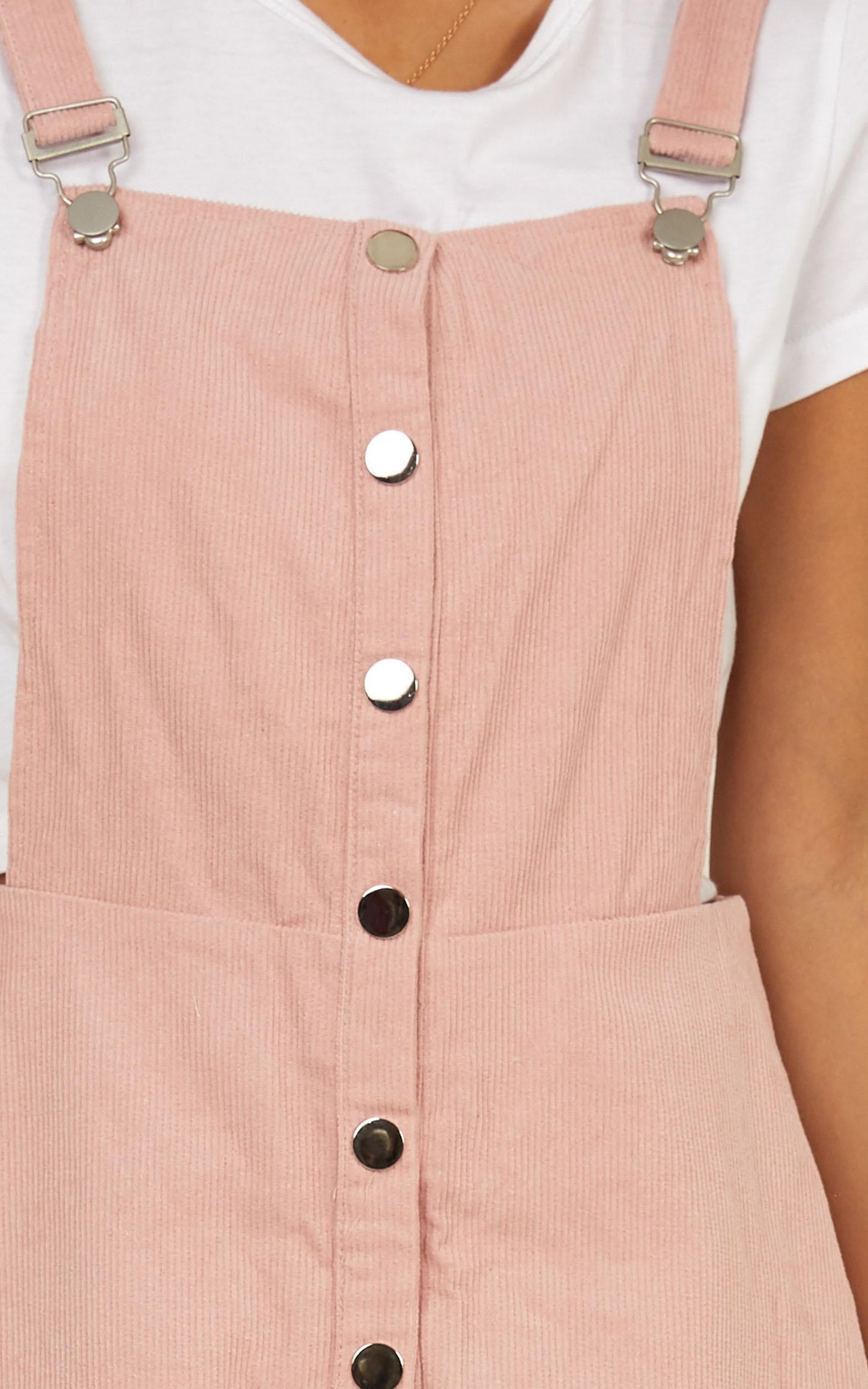 Not For Me Pinafore Dress In Blush Corduroy