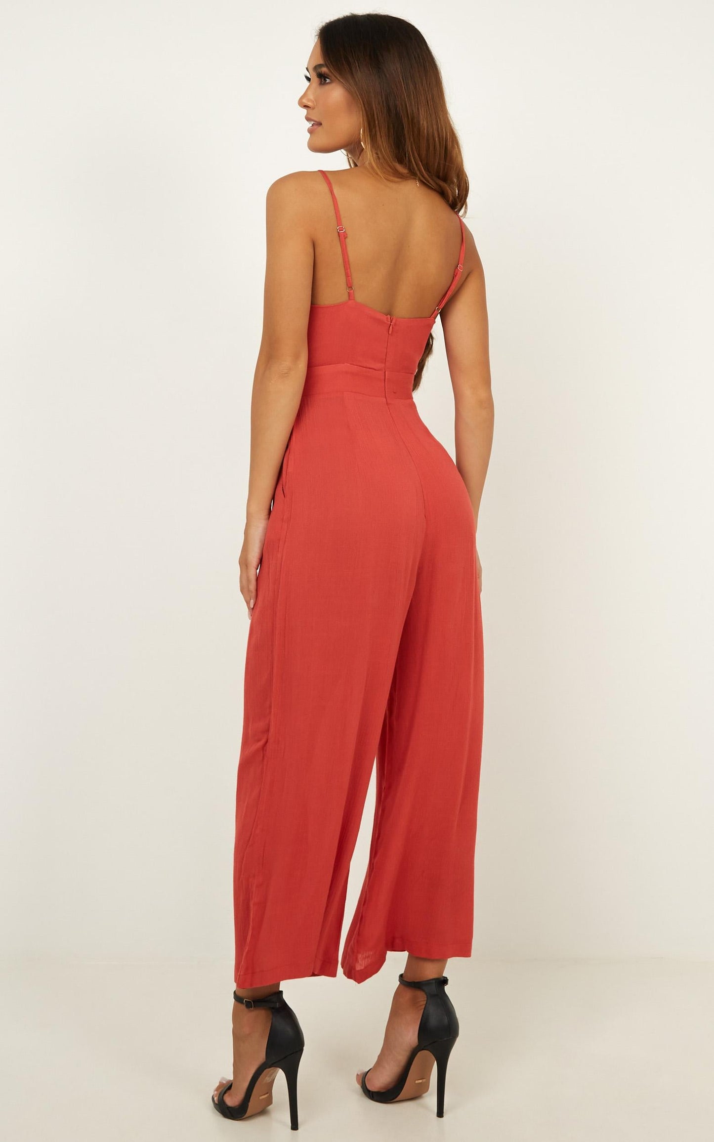 Renewed Jumpsuit in Rust Linen Look