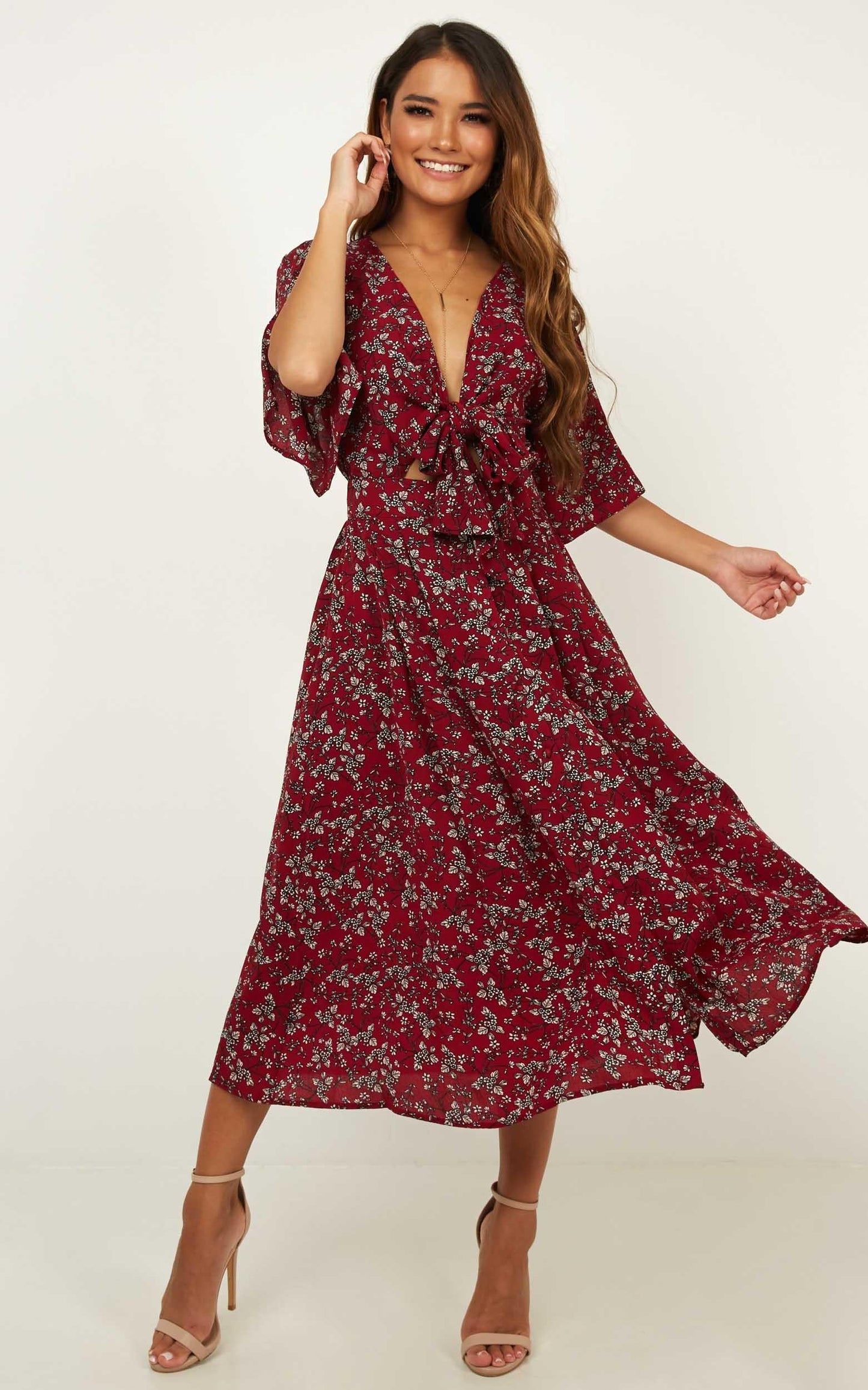 Inner Circle Only Dress In Wine Floral