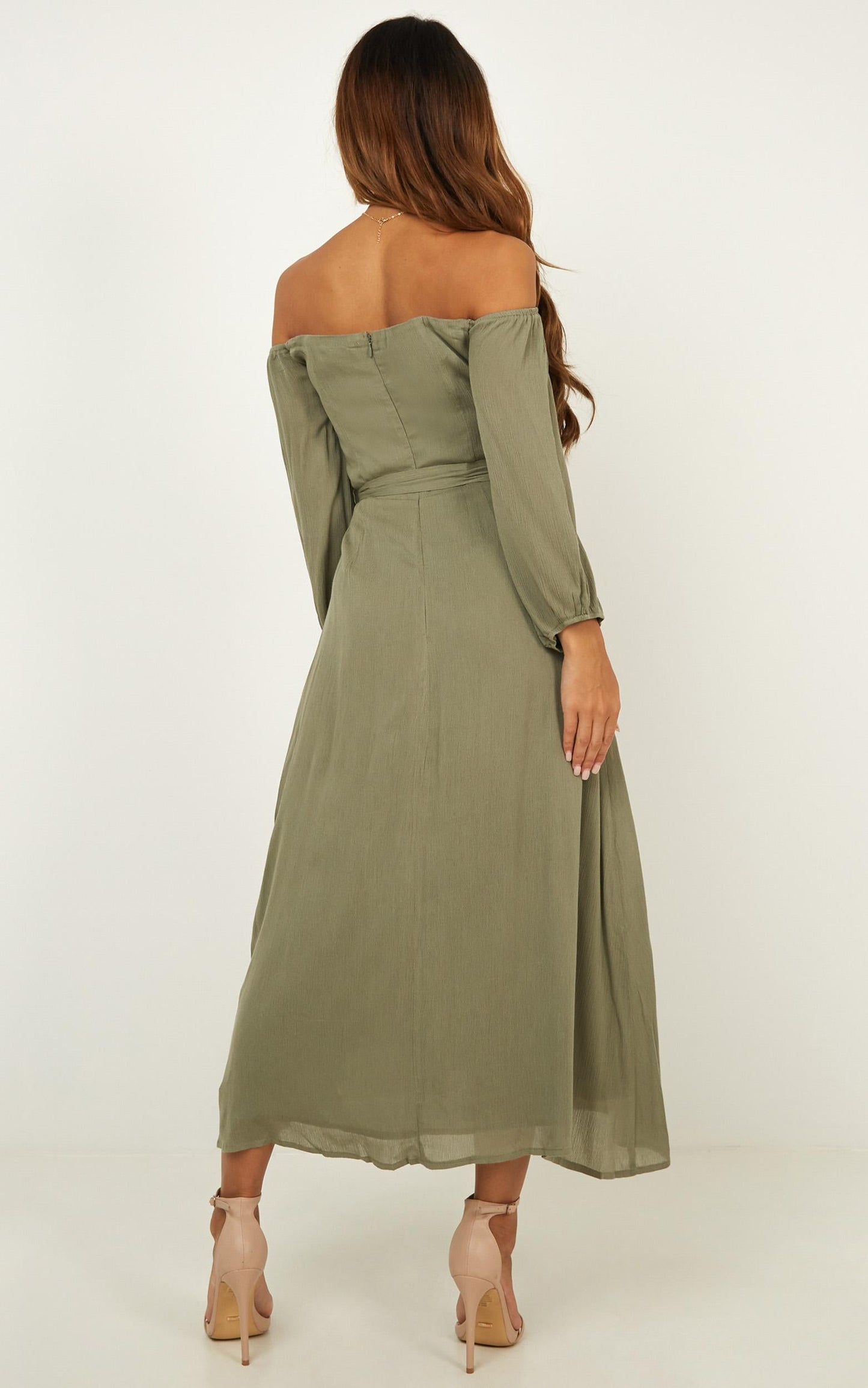 Sorrento Dreaming Dress in Khaki Linen Look