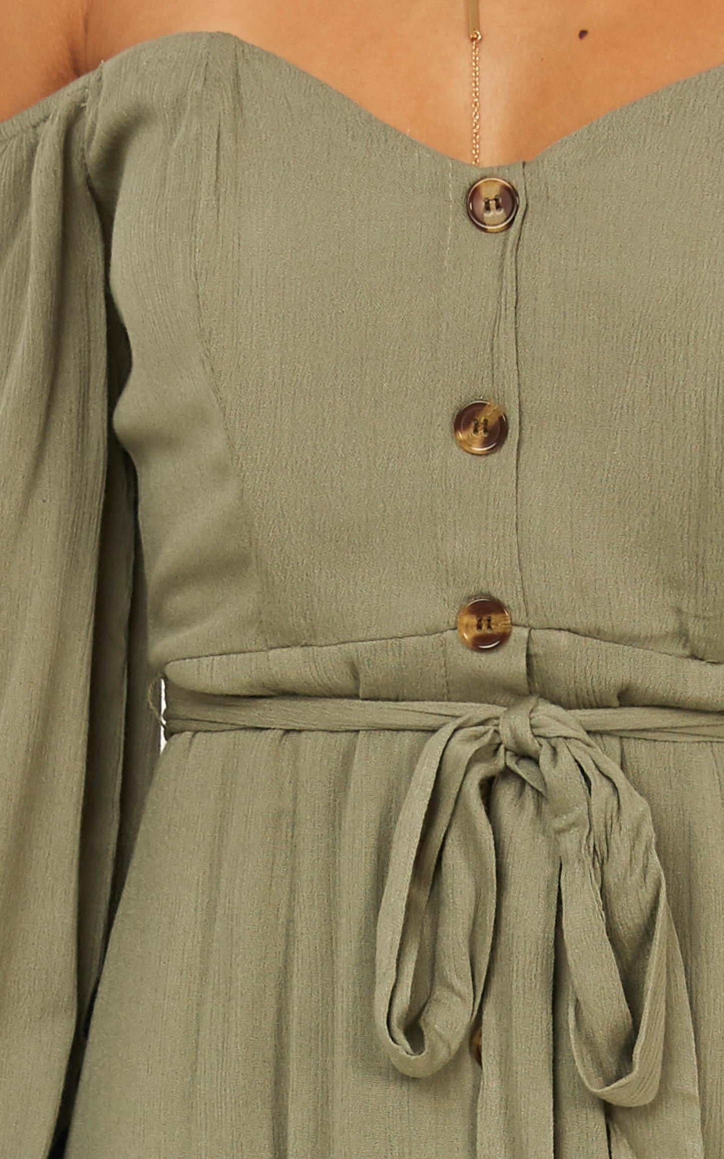 Sorrento Dreaming Dress in Khaki Linen Look