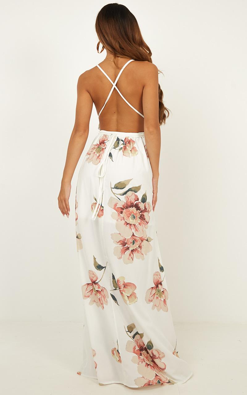 Shine Through Maxi Dress In White Floral