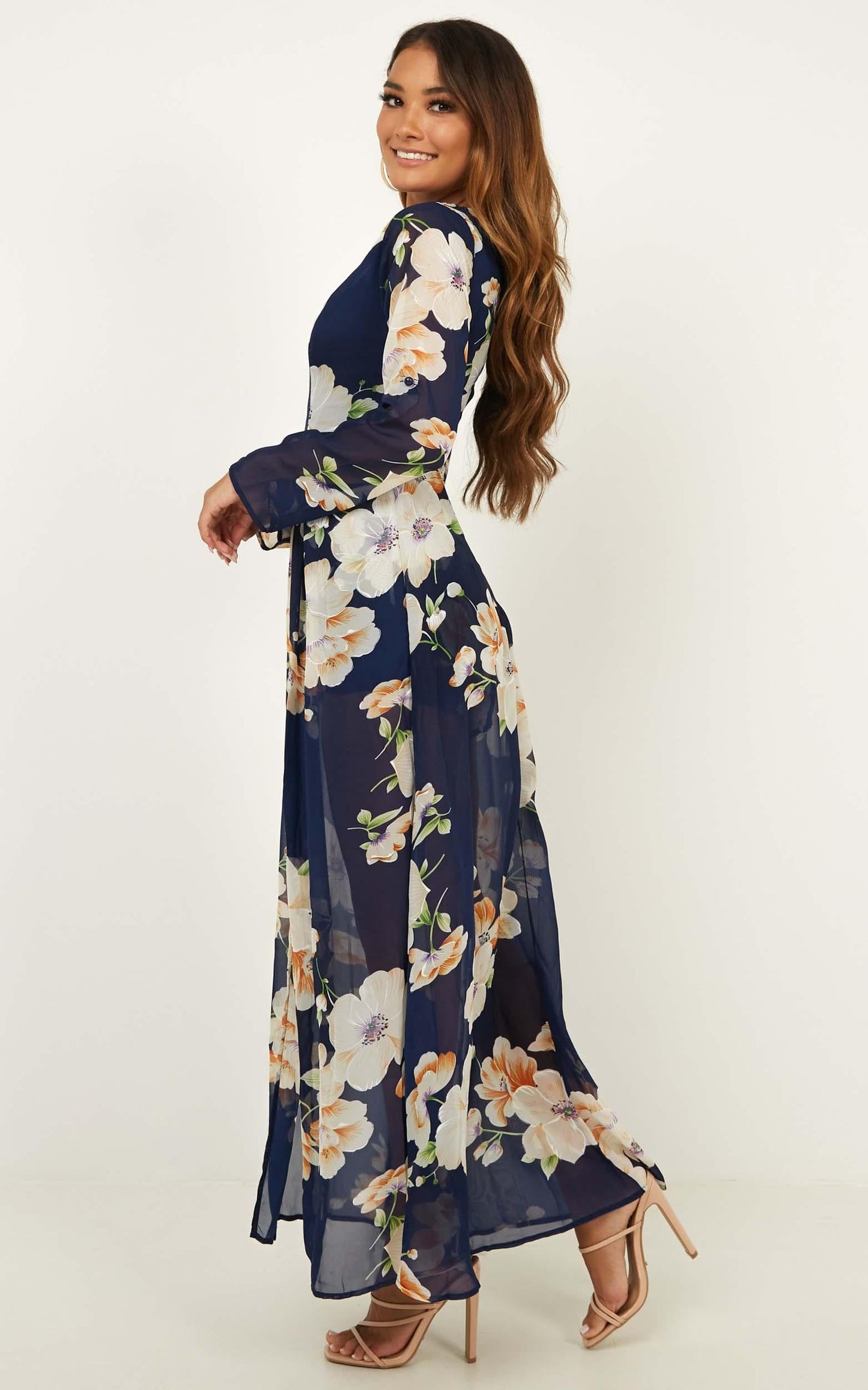 Steal The Show Playsuit In Navy Tropical Floral
