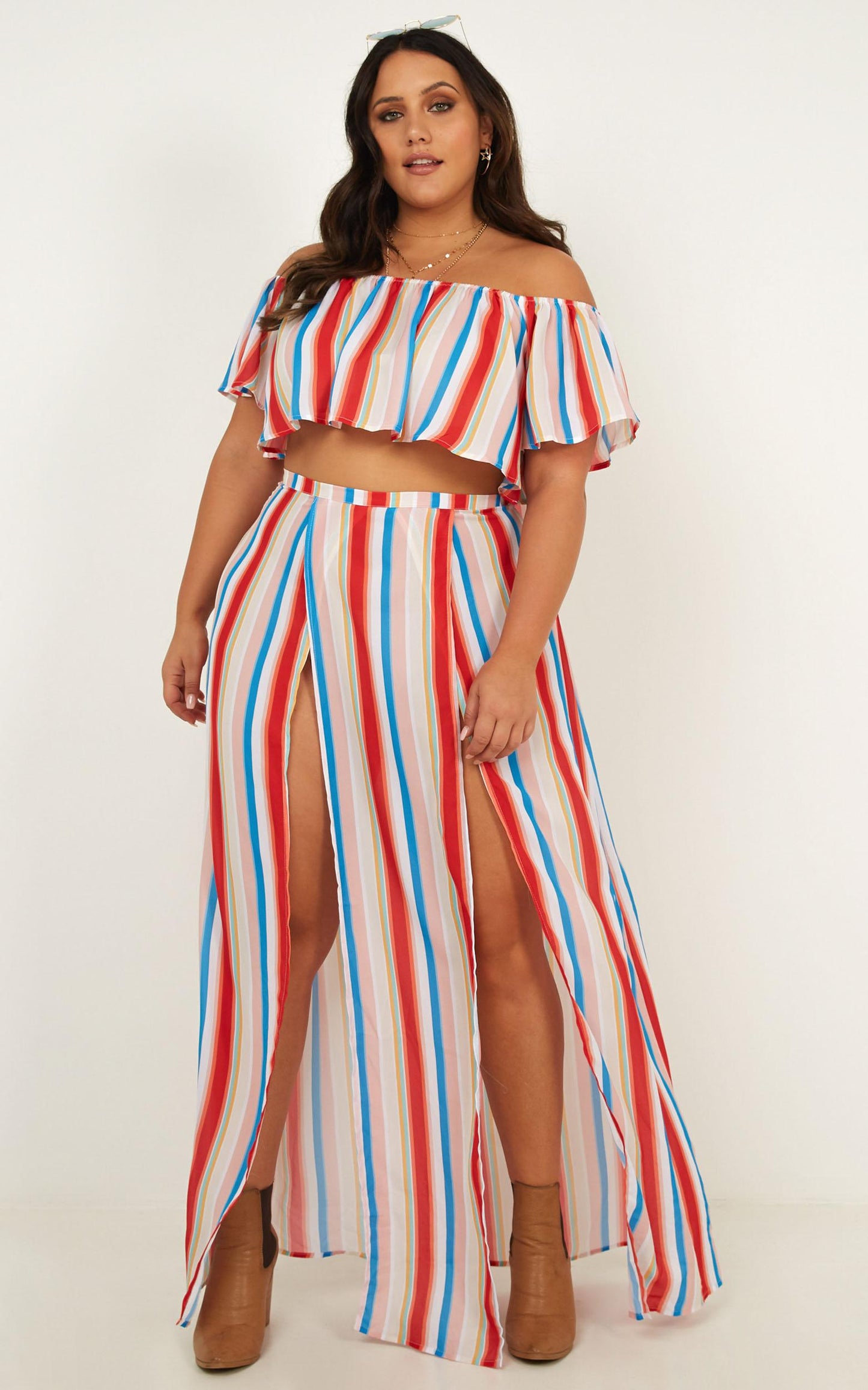 Sound Of Sunset Two Piece Set In Rainbow Stripe