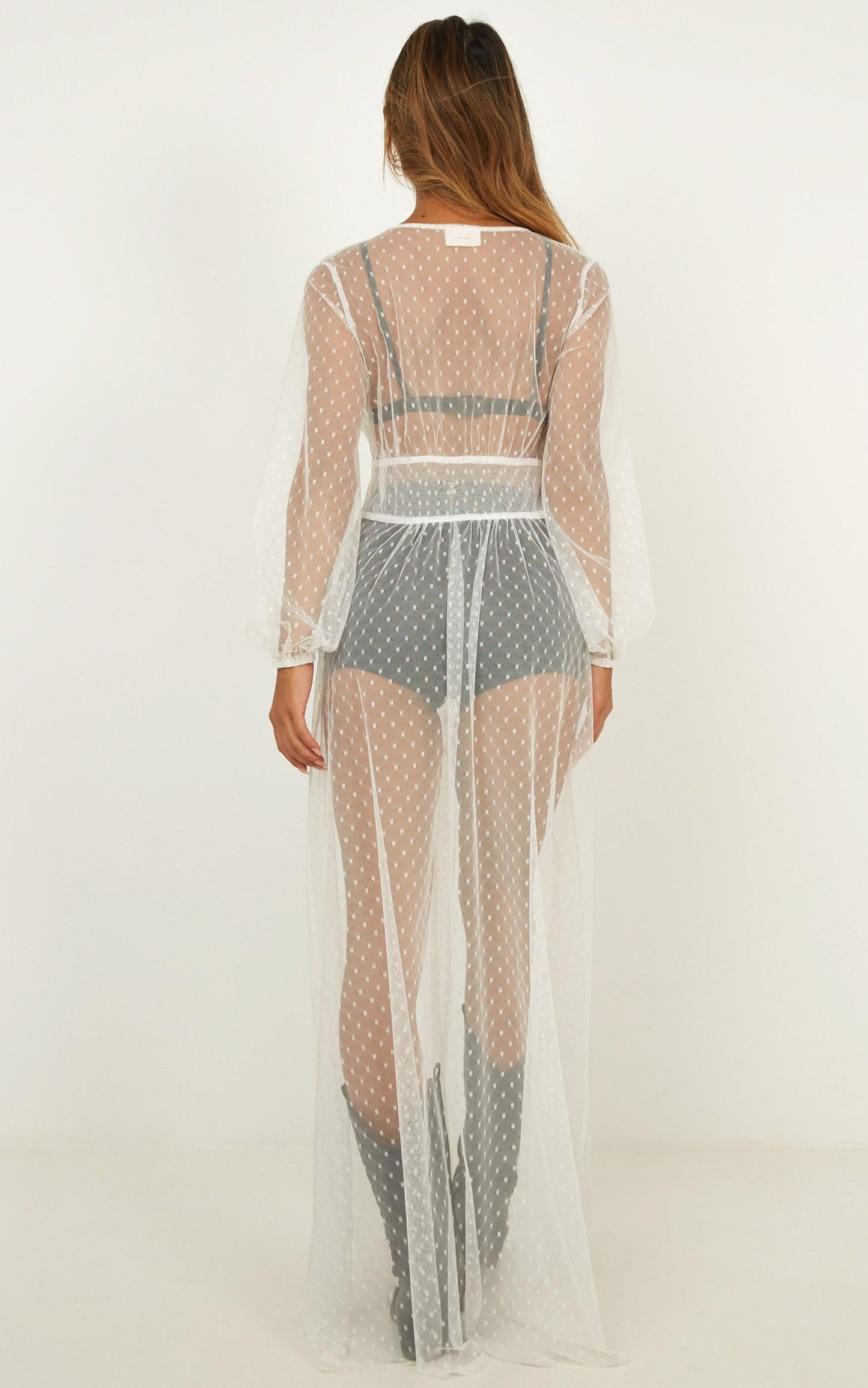 Crush On Me Maxi Dress In White Mesh