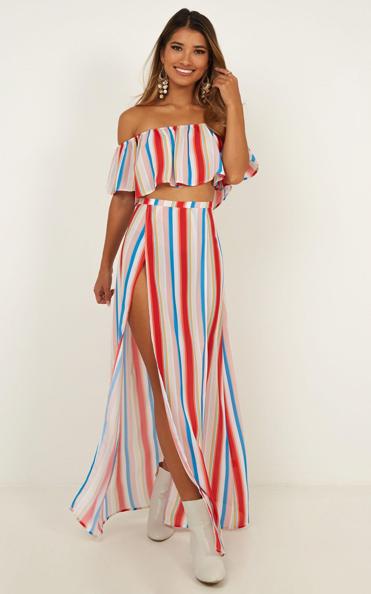 Sound Of Sunset Two Piece Set In Rainbow Stripe