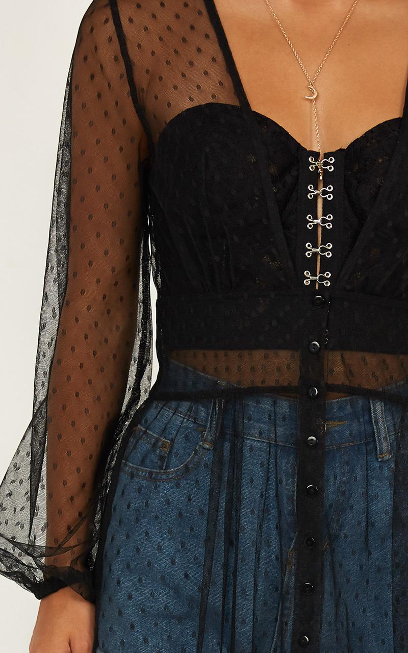 Crush On Me Maxi Dress In Black Mesh