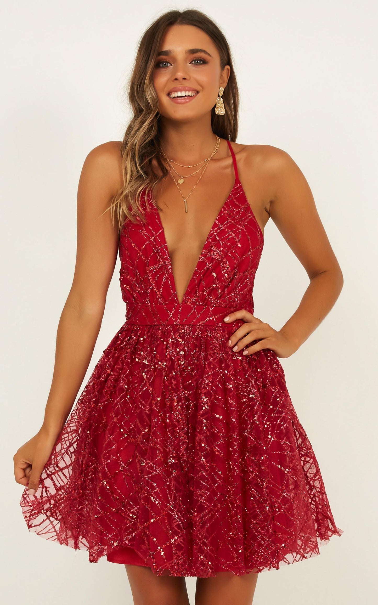 Spiritual Connection Dress In Red Sequin