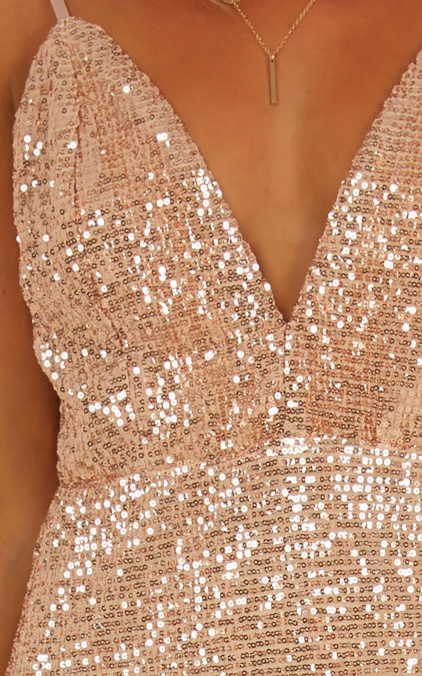 Indulge Me Maxi Dress In Rose Gold Sequin