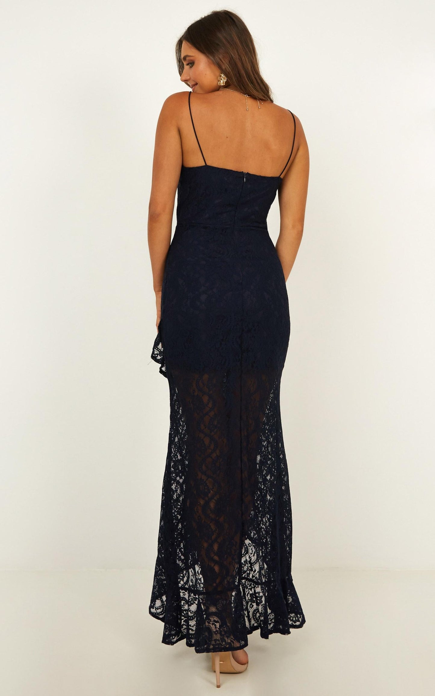 Passionate From Afar Dress In Navy Lace