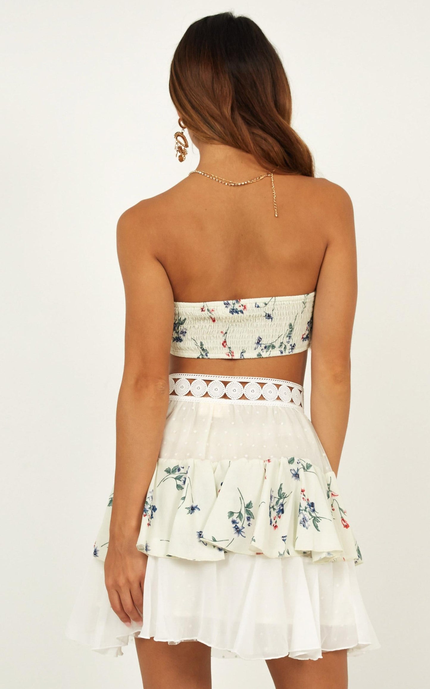 Tier Me Two Piece Set In Cream Floral