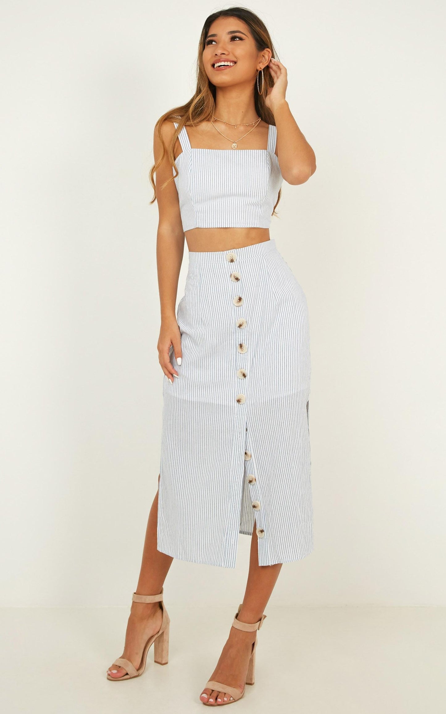 Drum Hits Two Piece Set In Blue Stripe