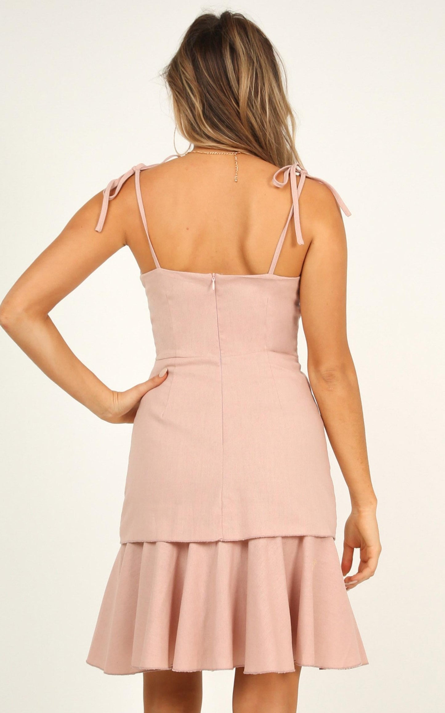 Sweetest Sin Dress In Blush Linen Look