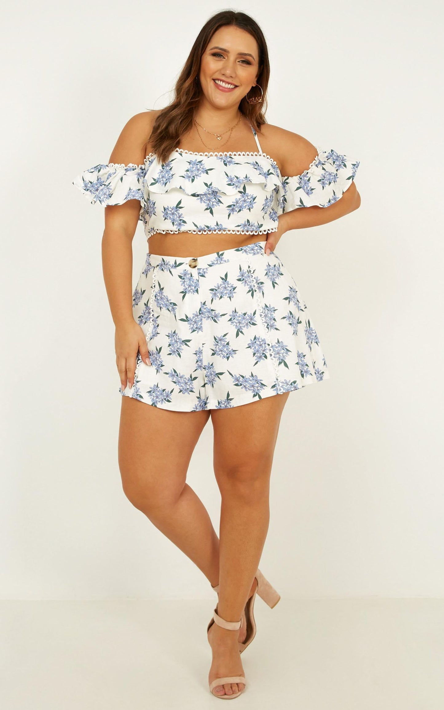 Hitting Stones Two Piece Set In Blue Floral