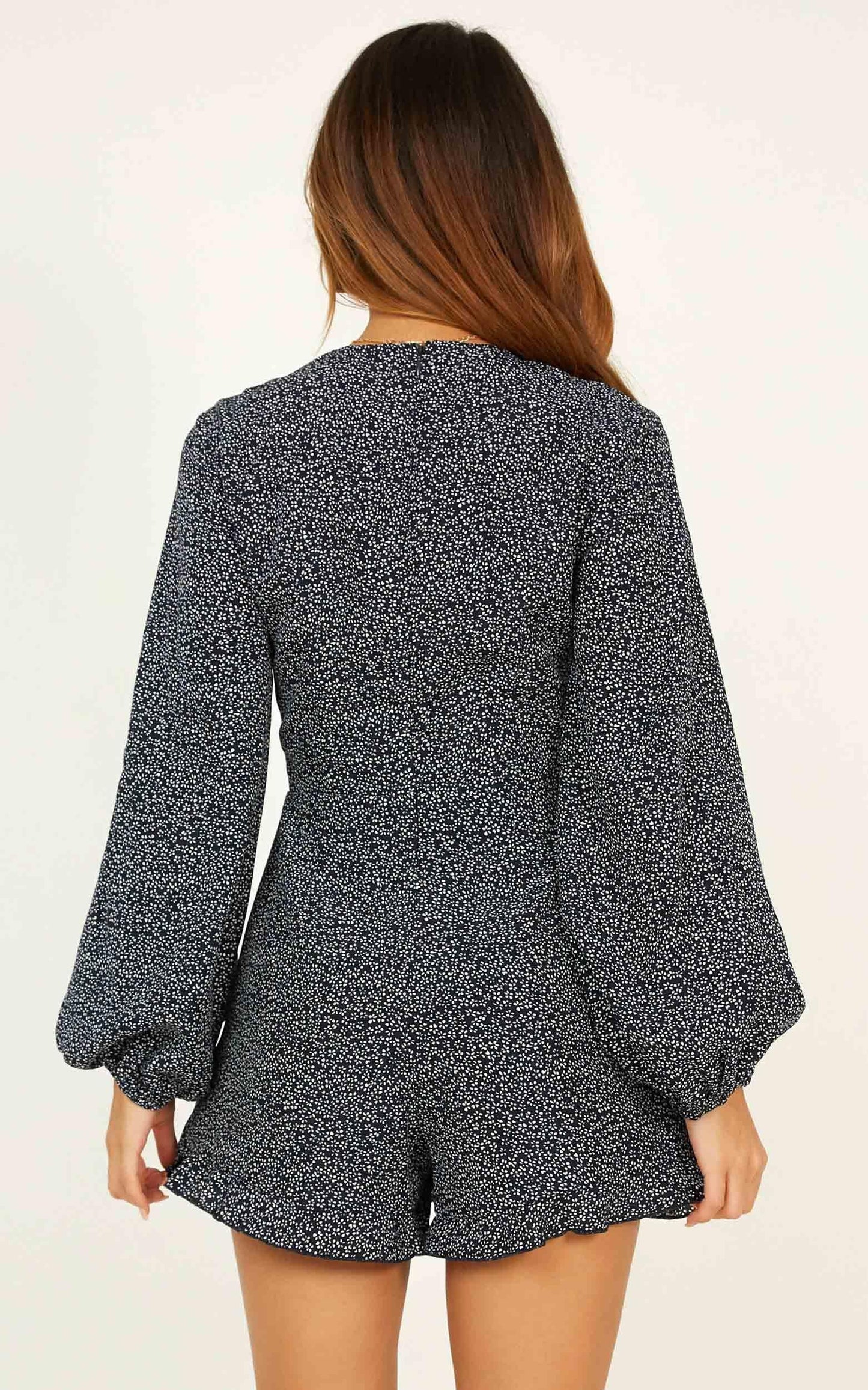 Her Story Playsuit In Navy Print