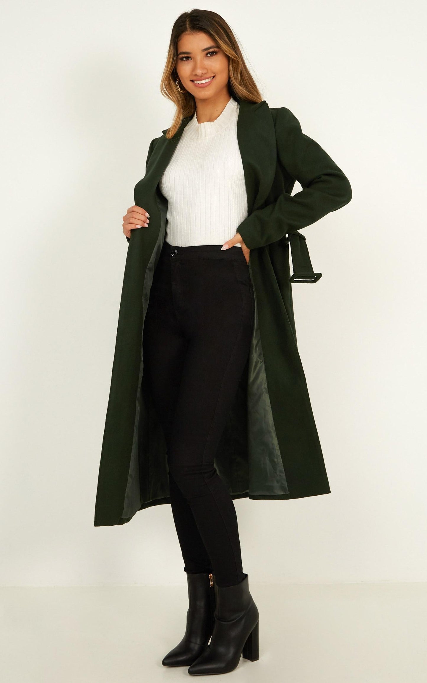 Green With Envy Coat In Forest Green