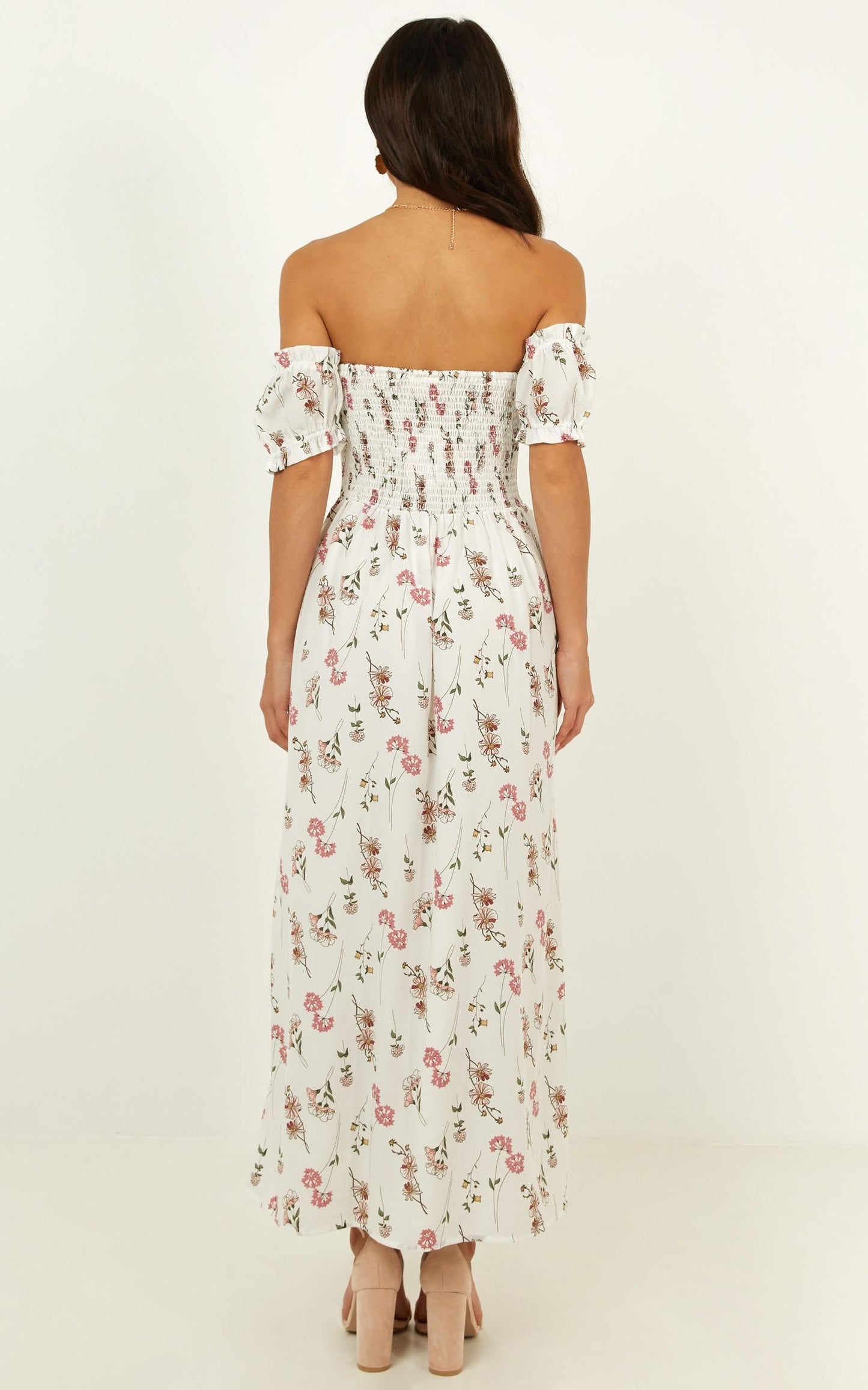 More For Me Dress In White Floral