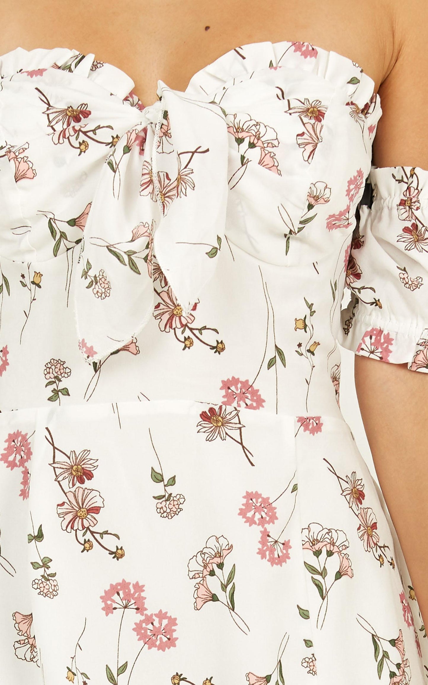 More For Me Dress In White Floral