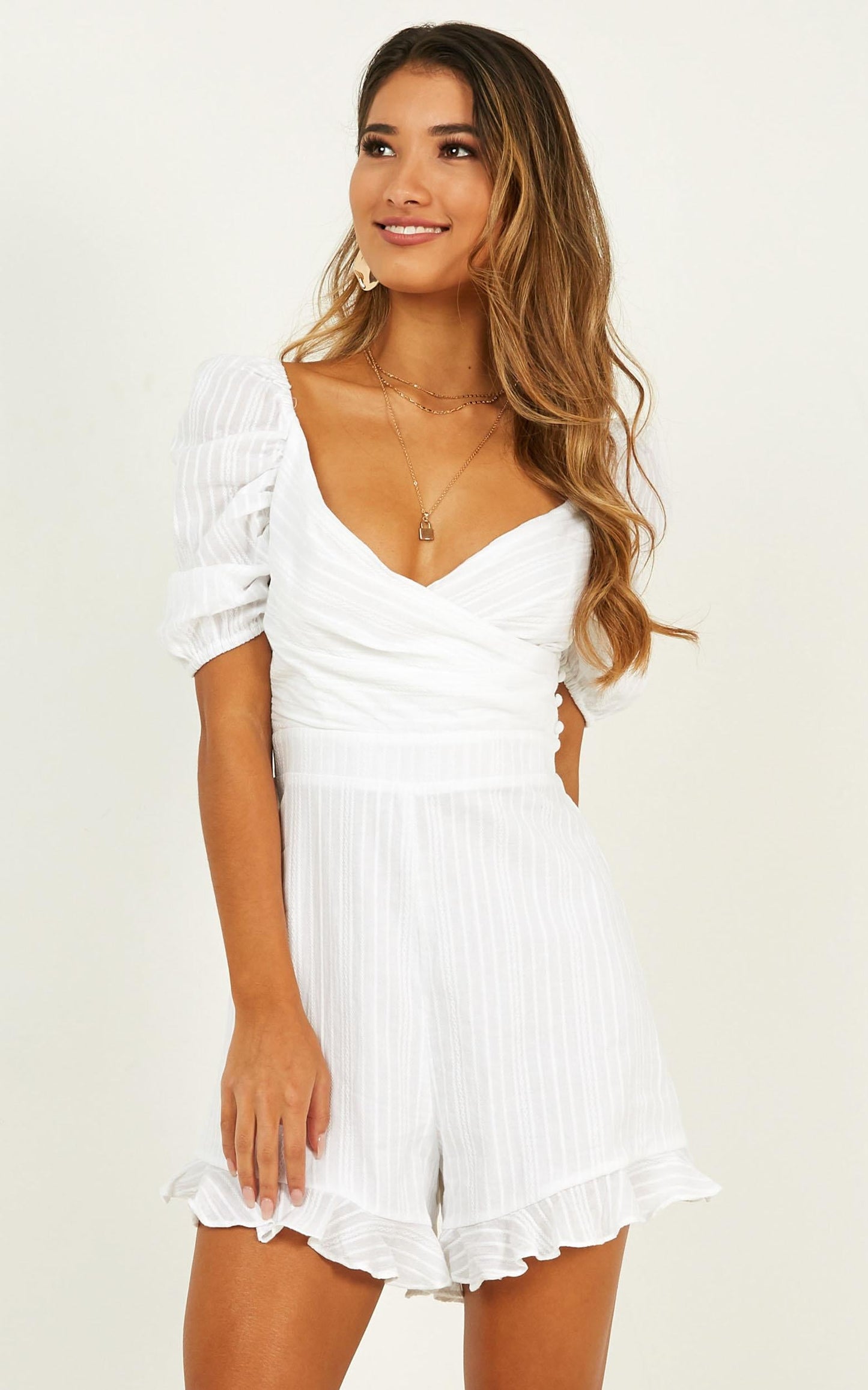 Pending Love Playsuit In White