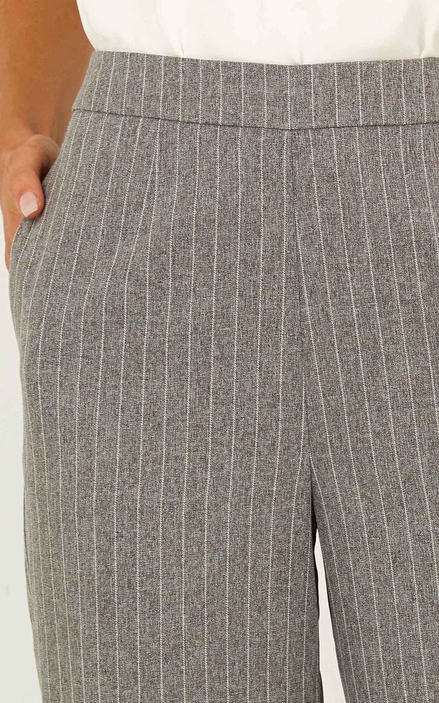 Keep It Short Pants In Grey Pin Stripe