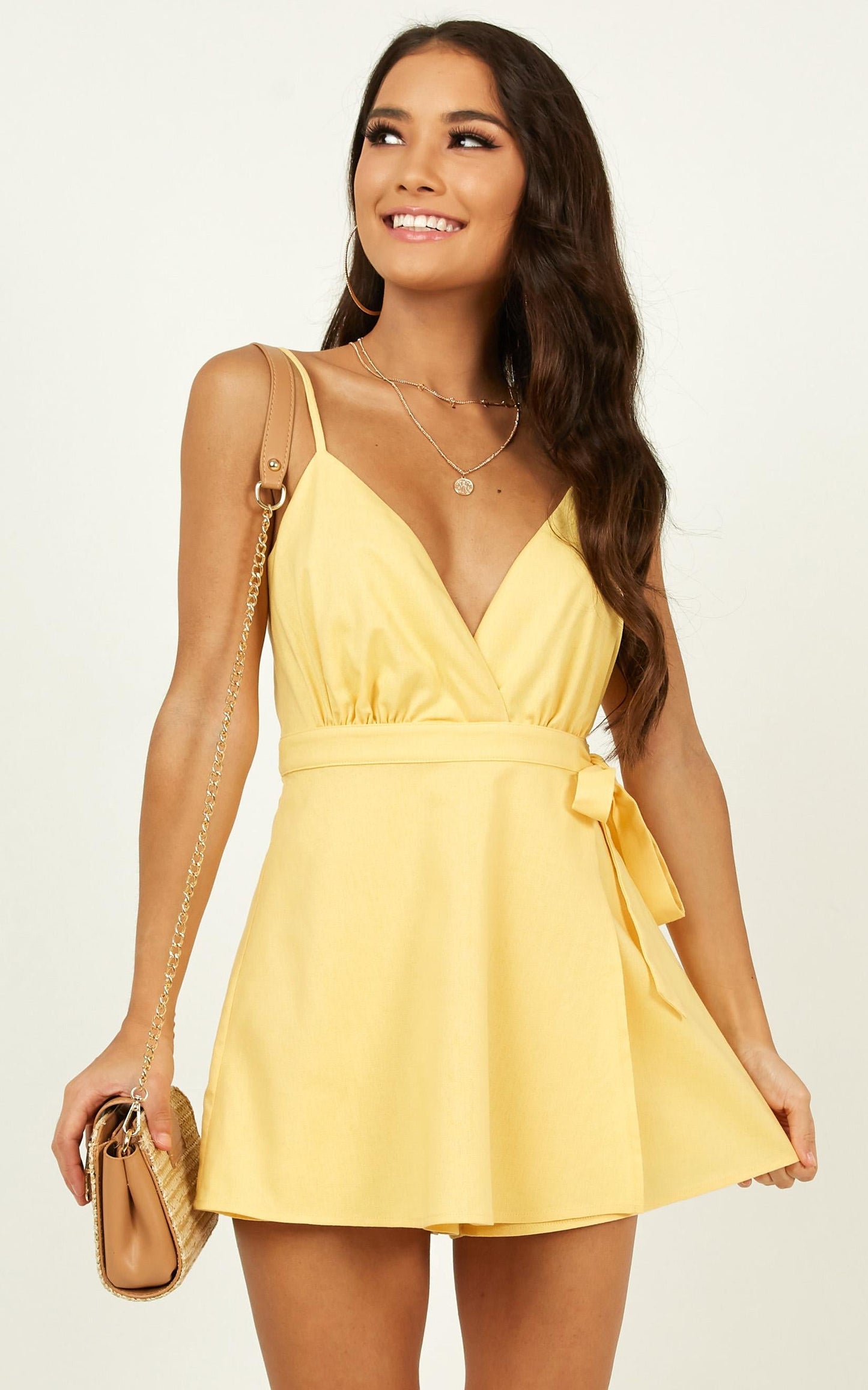 Endless Energy Playsuit In Pastel Yellow  Linen Look