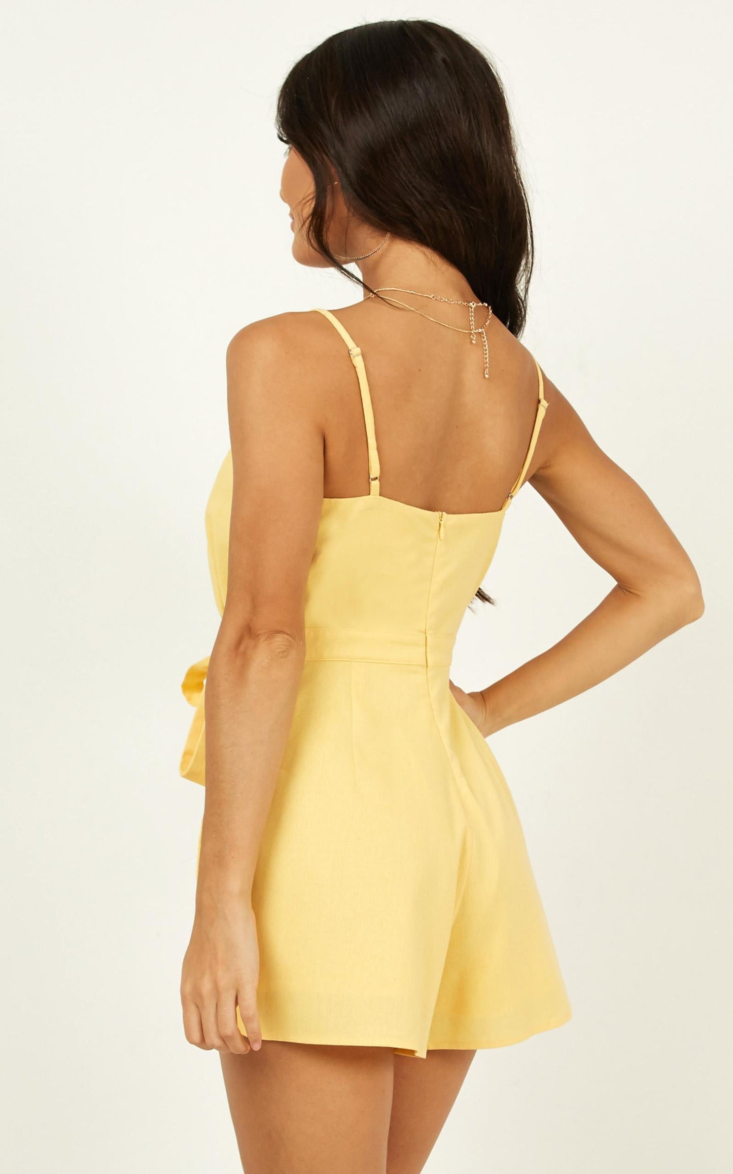 Endless Energy Playsuit In Pastel Yellow  Linen Look