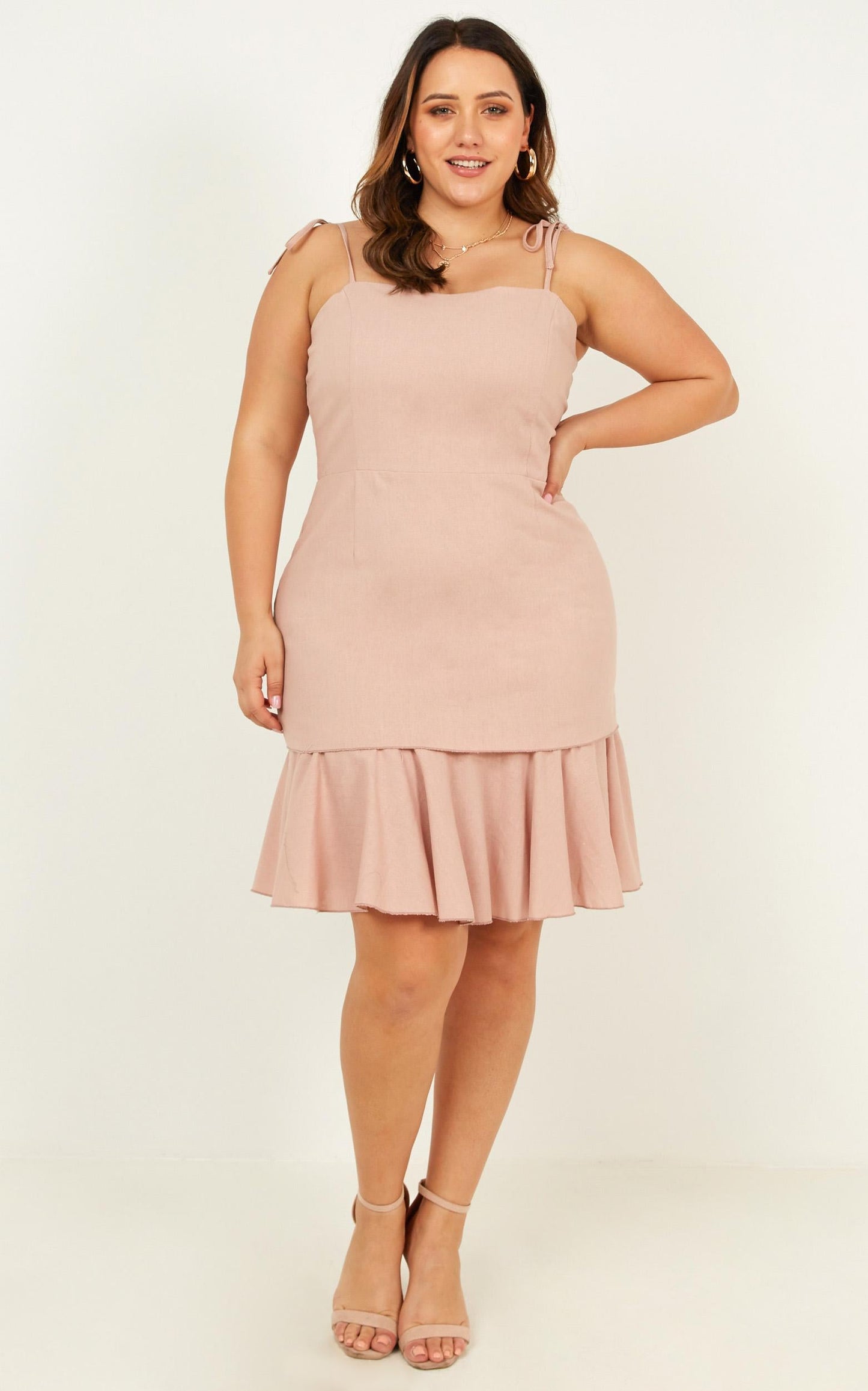 Sweetest Sin Dress In Blush Linen Look