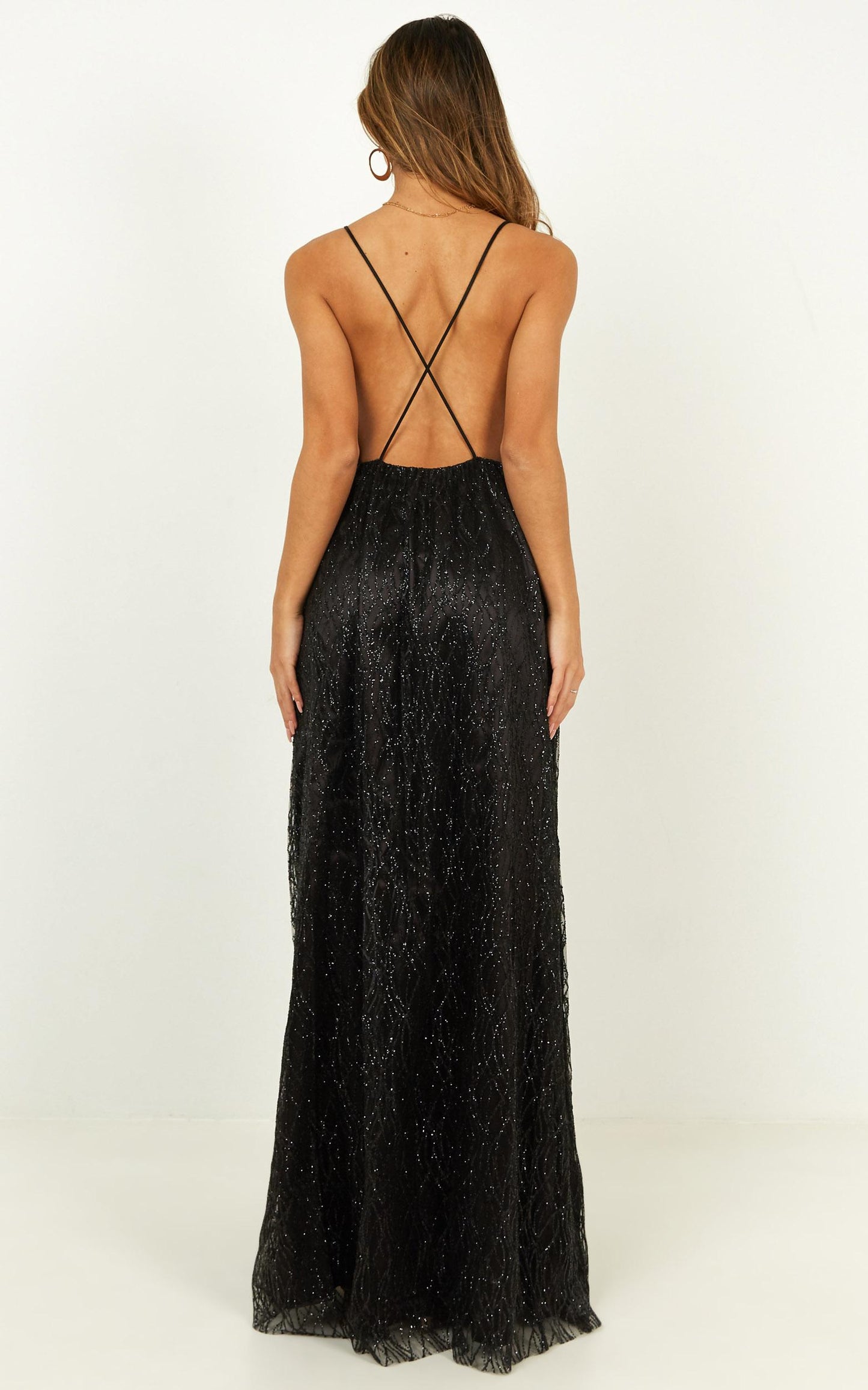 Pixi Love Maxi Dress In Black Glitter