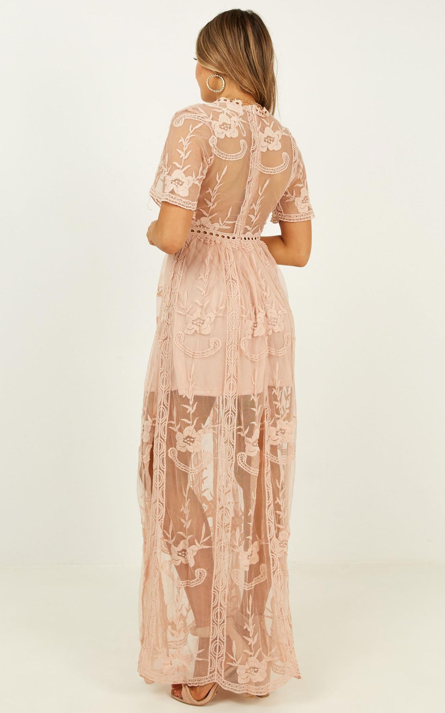 Love Spell Maxi Dress In Blush Lace