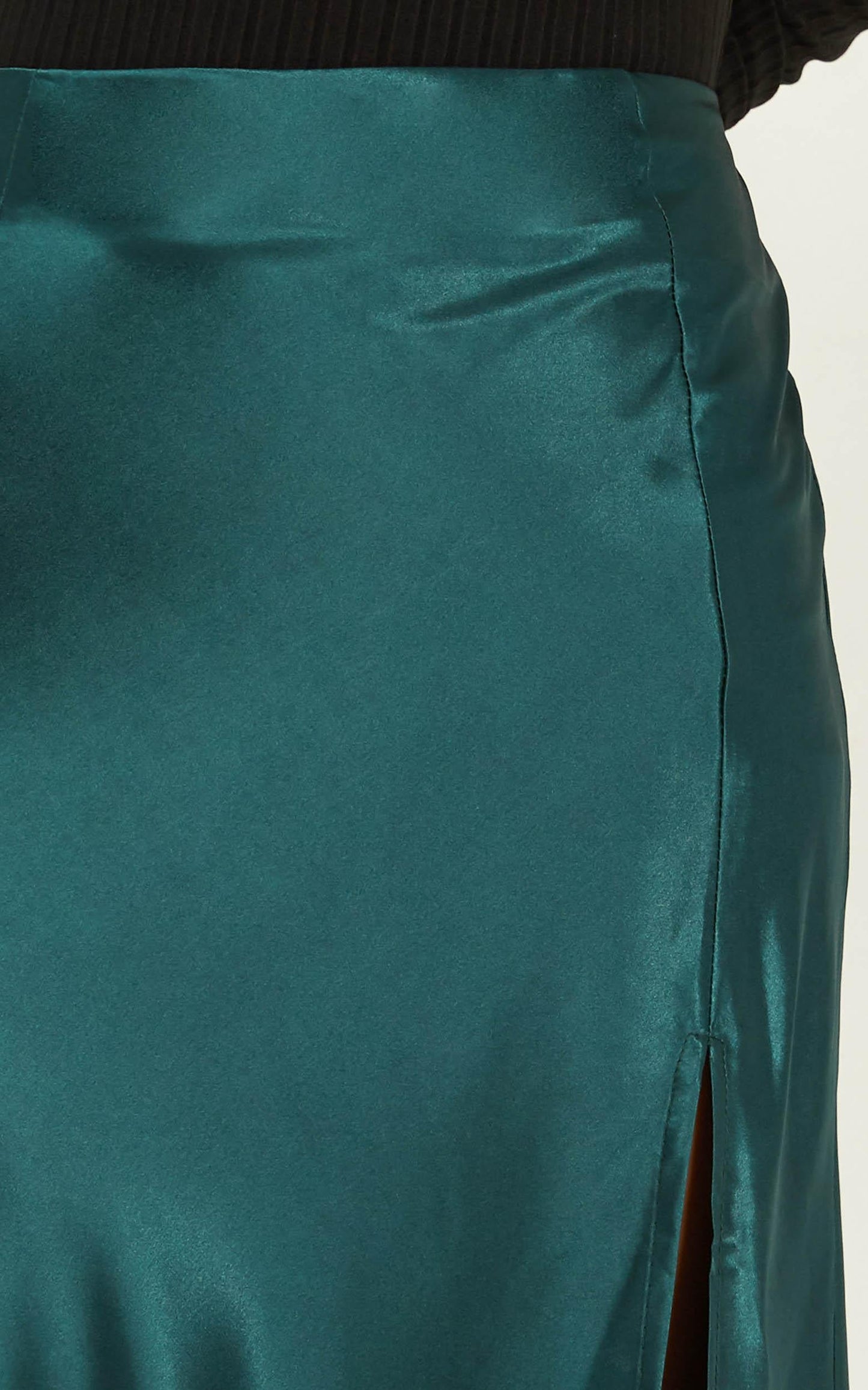 No More Fears Skirt In Emerald Satin