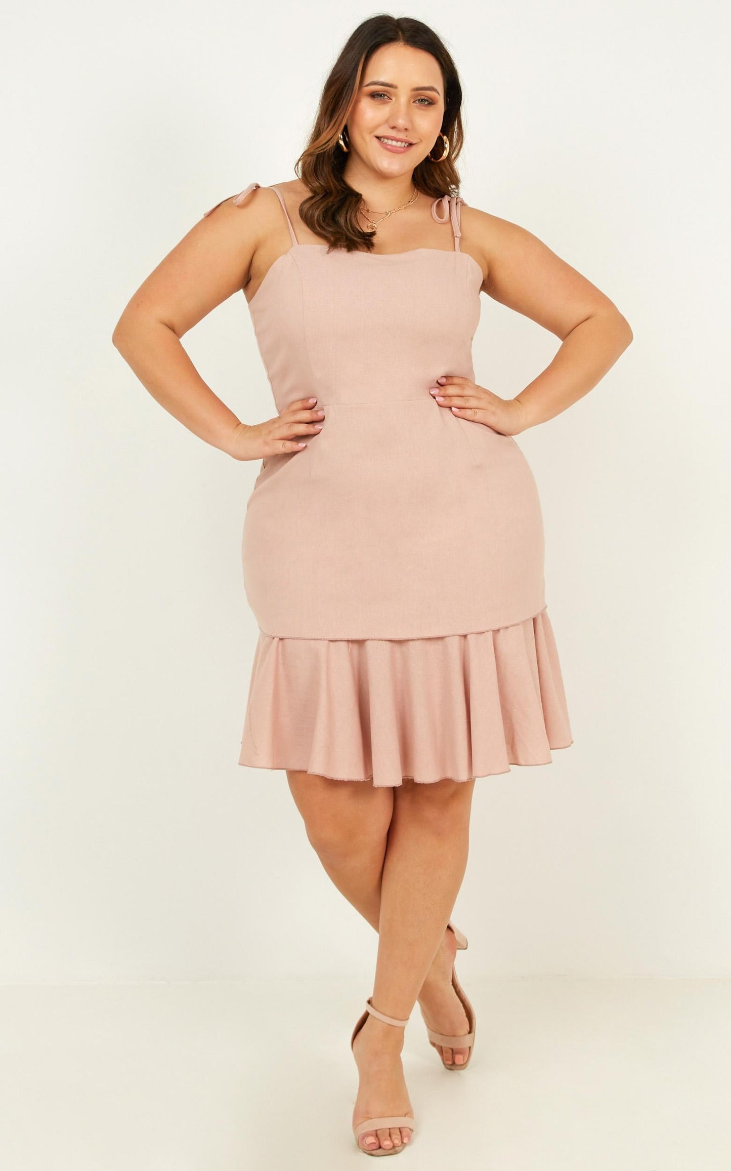 Sweetest Sin Dress In Blush Linen Look
