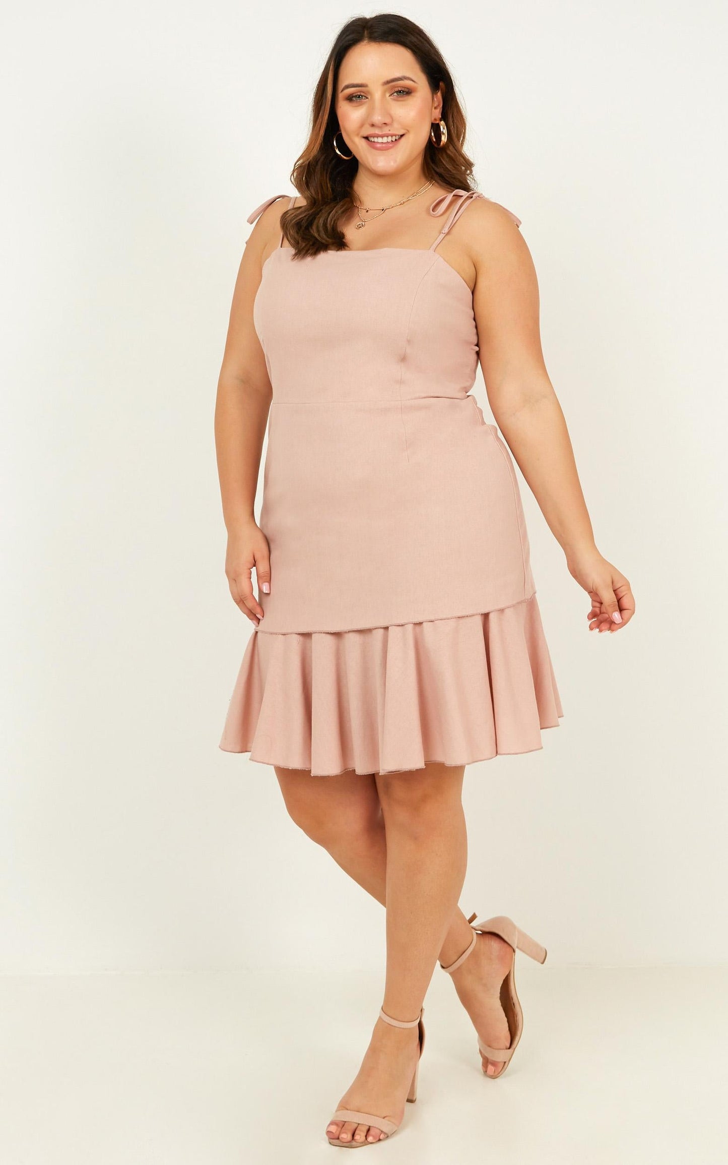 Sweetest Sin Dress In Blush Linen Look