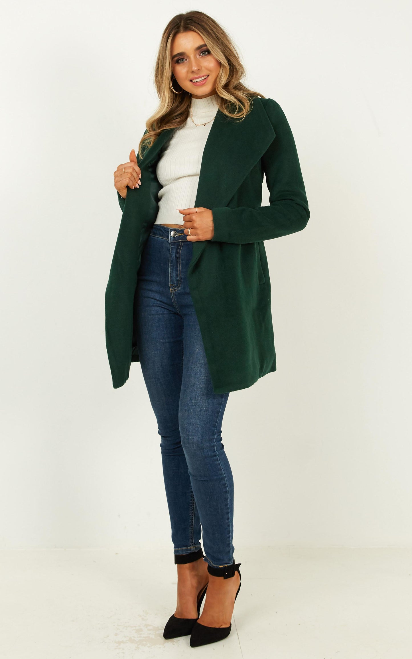 Speaking Softly Coat in Forest Green