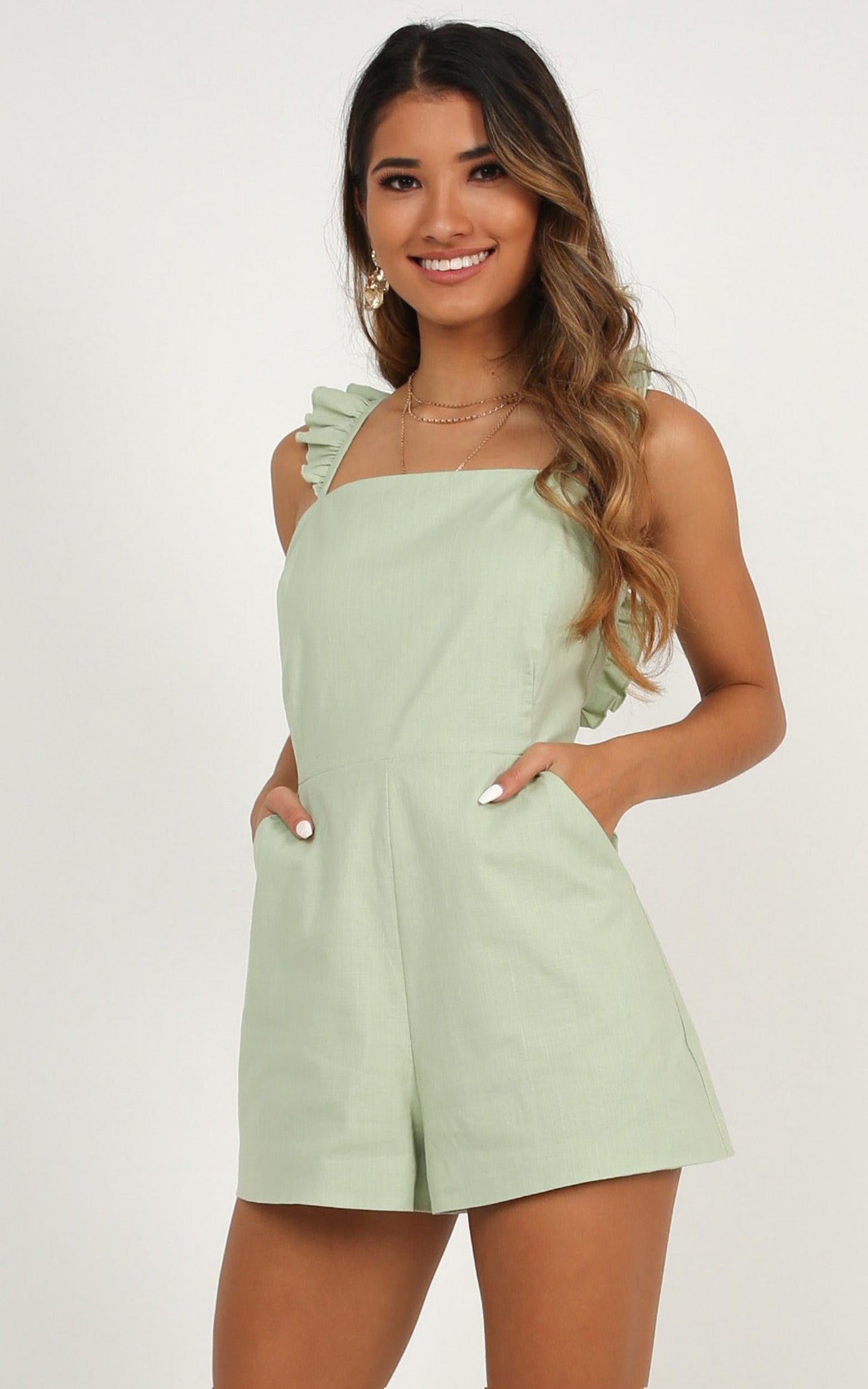 Be So Right Playsuit In Sage