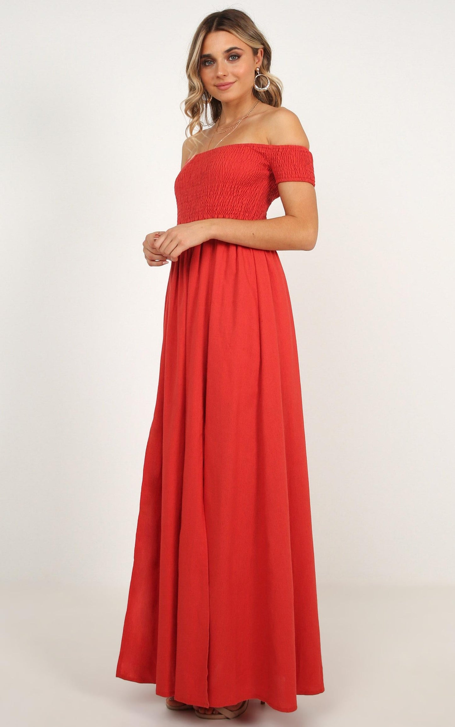 Game Changing Maxi Dress In Rust Linen Look
