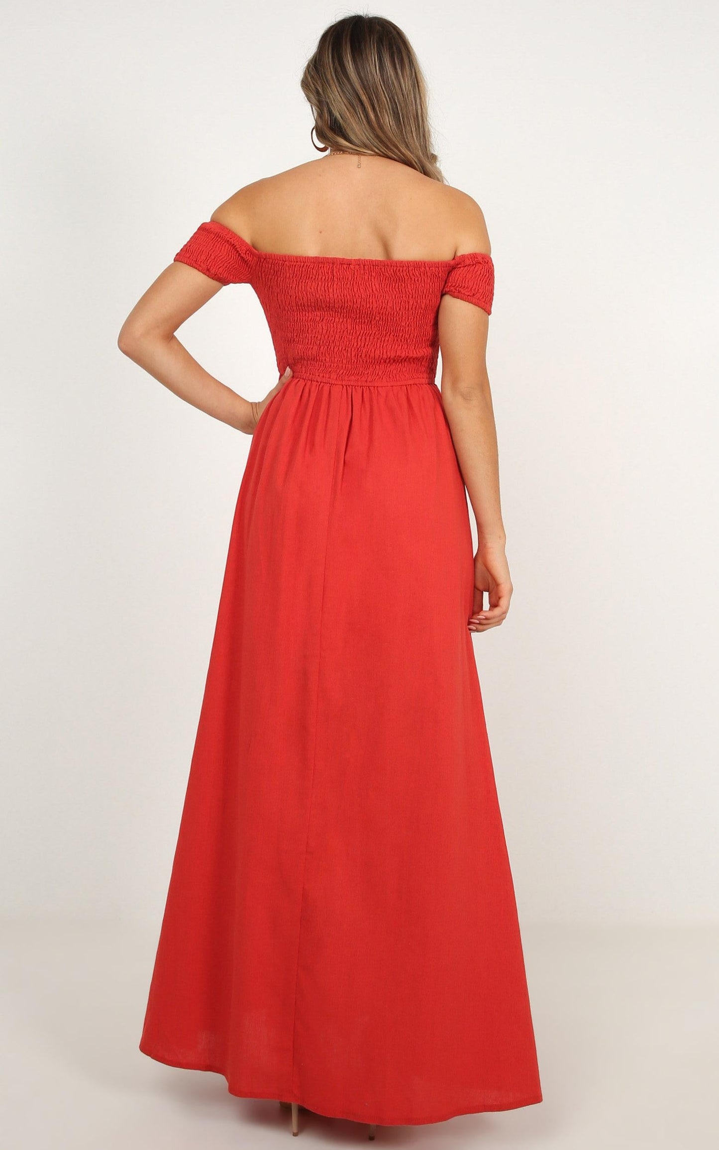 Game Changing Maxi Dress In Rust Linen Look