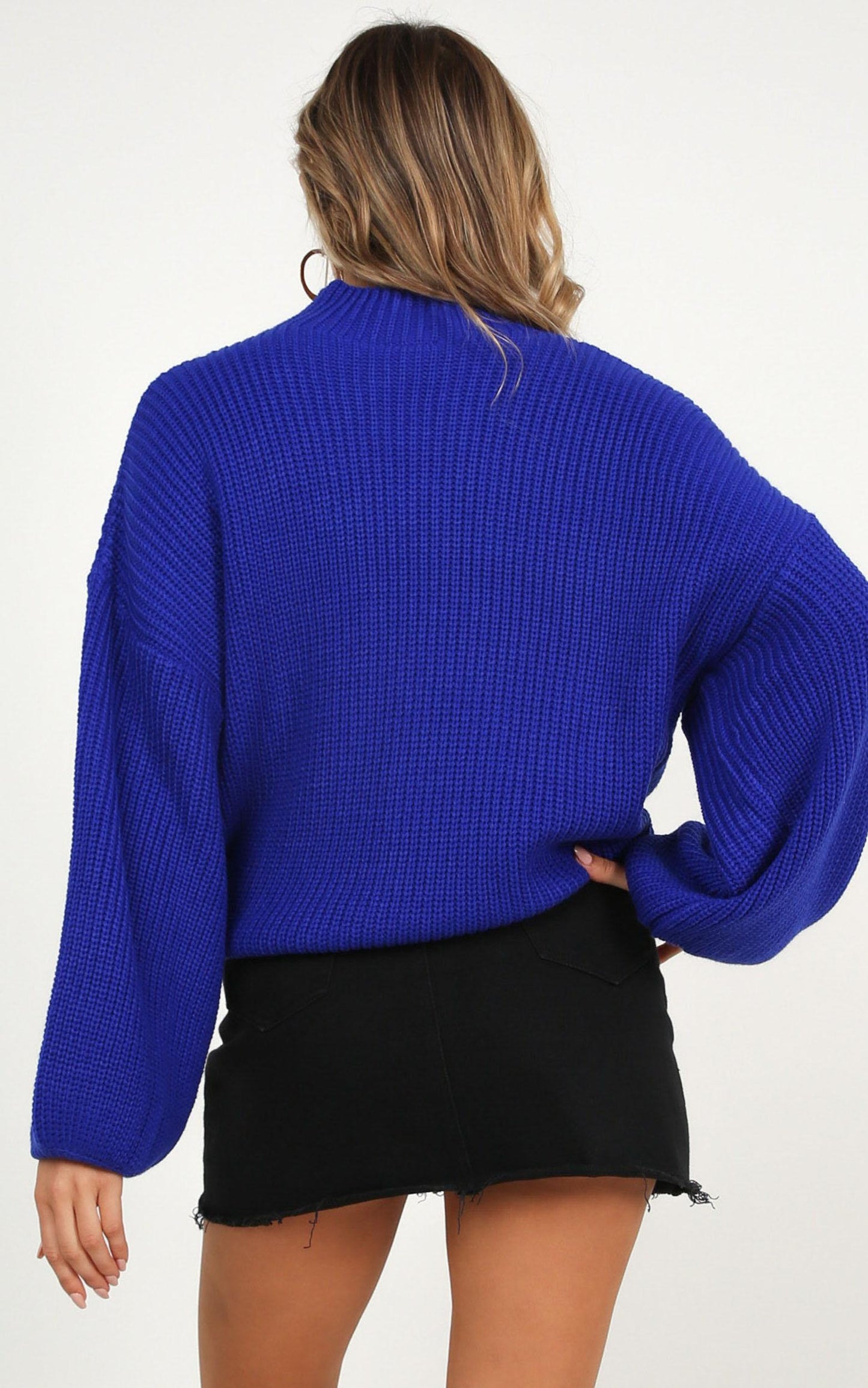 I Feel Love Oversized Knit Jumper in Cobalt Blue