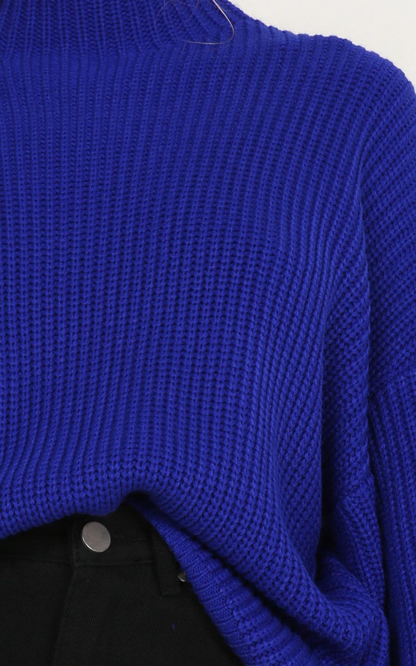 I Feel Love Oversized Knit Jumper in Cobalt Blue