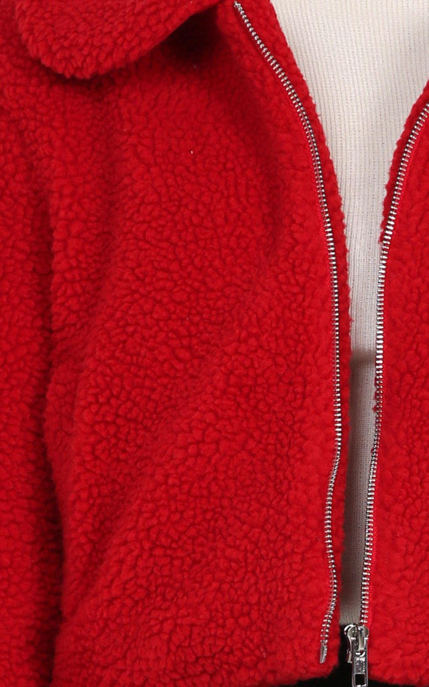 Forever Cuddling Jacket In Red Teddy