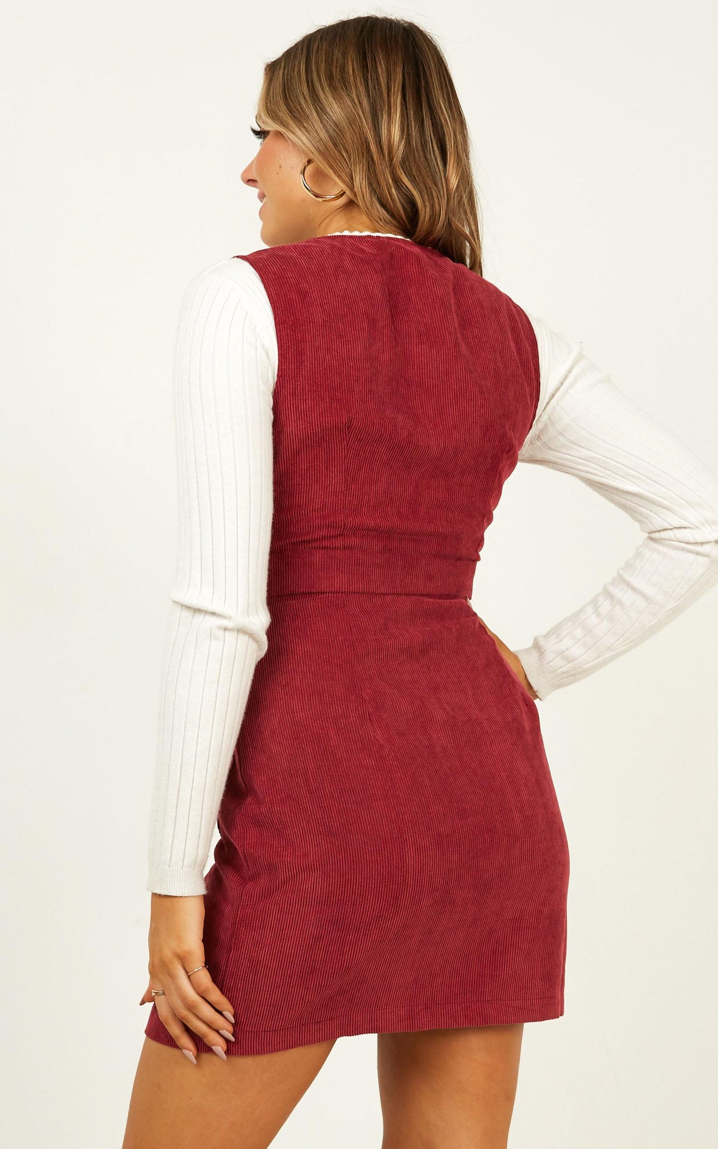 Leaving You Behind Dress In Wine corduroy